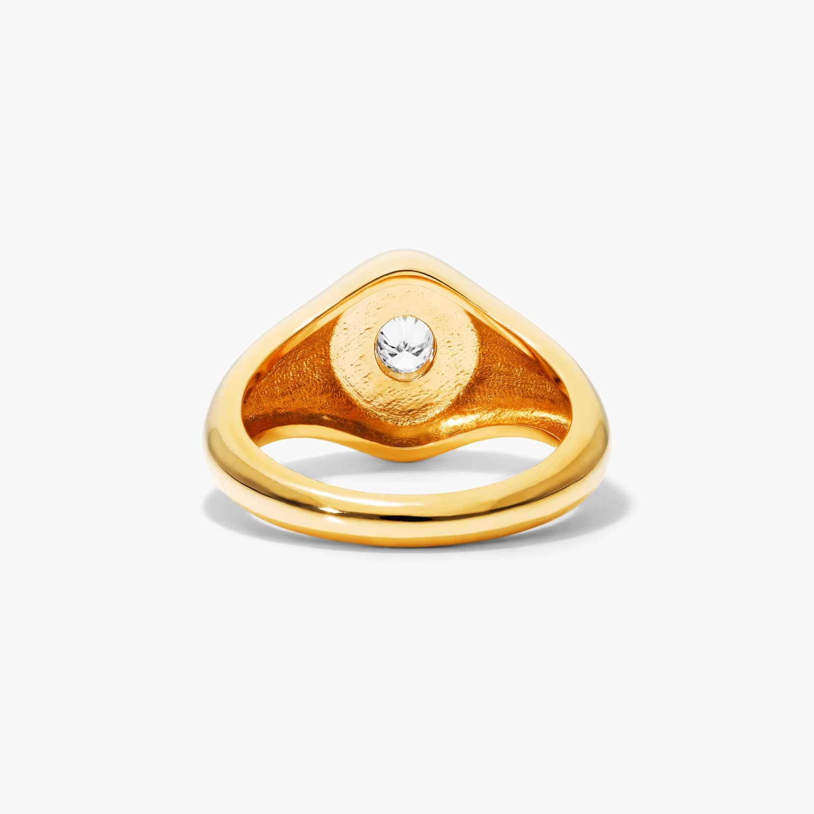 Oval Cut Diamond Signet Ring In 14K Yellow Gold
