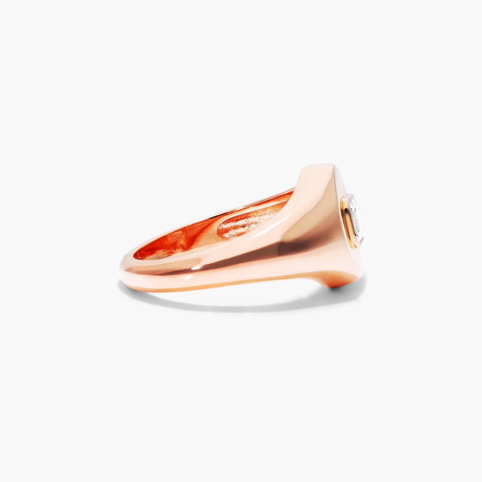 Emerald Cut Diamond Signet Ring In 14K Rose Gold