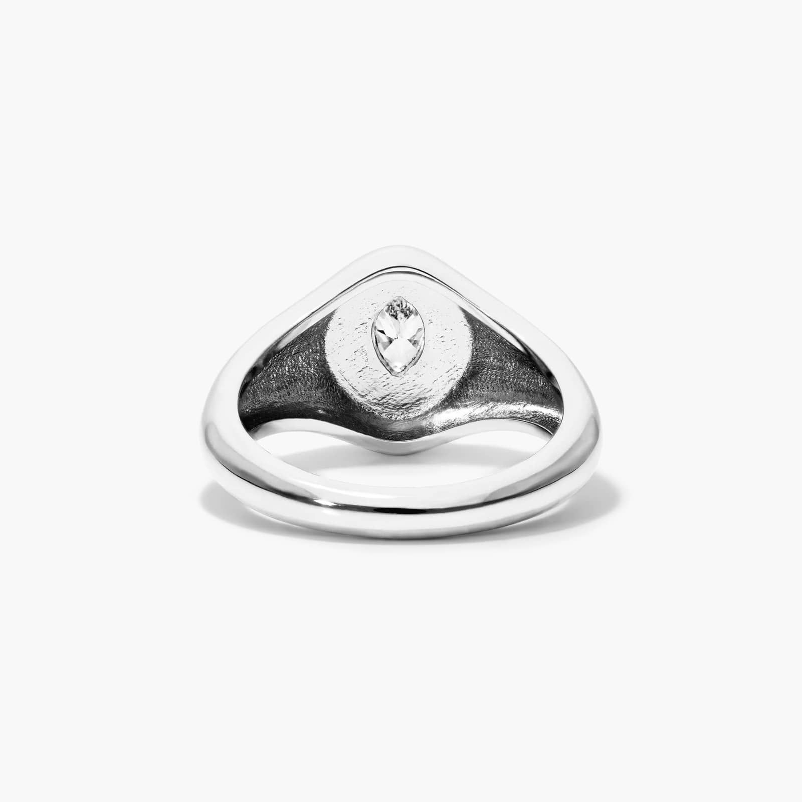 Marquise Cut Diamond Signet Ring In 14K White Gold