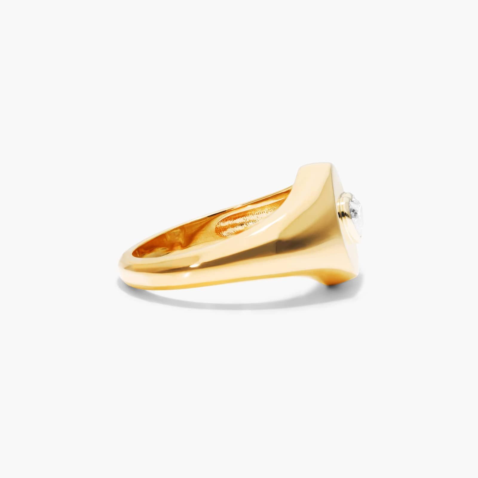 Heart Shape Diamond Signet Ring In 14K Yellow Gold
