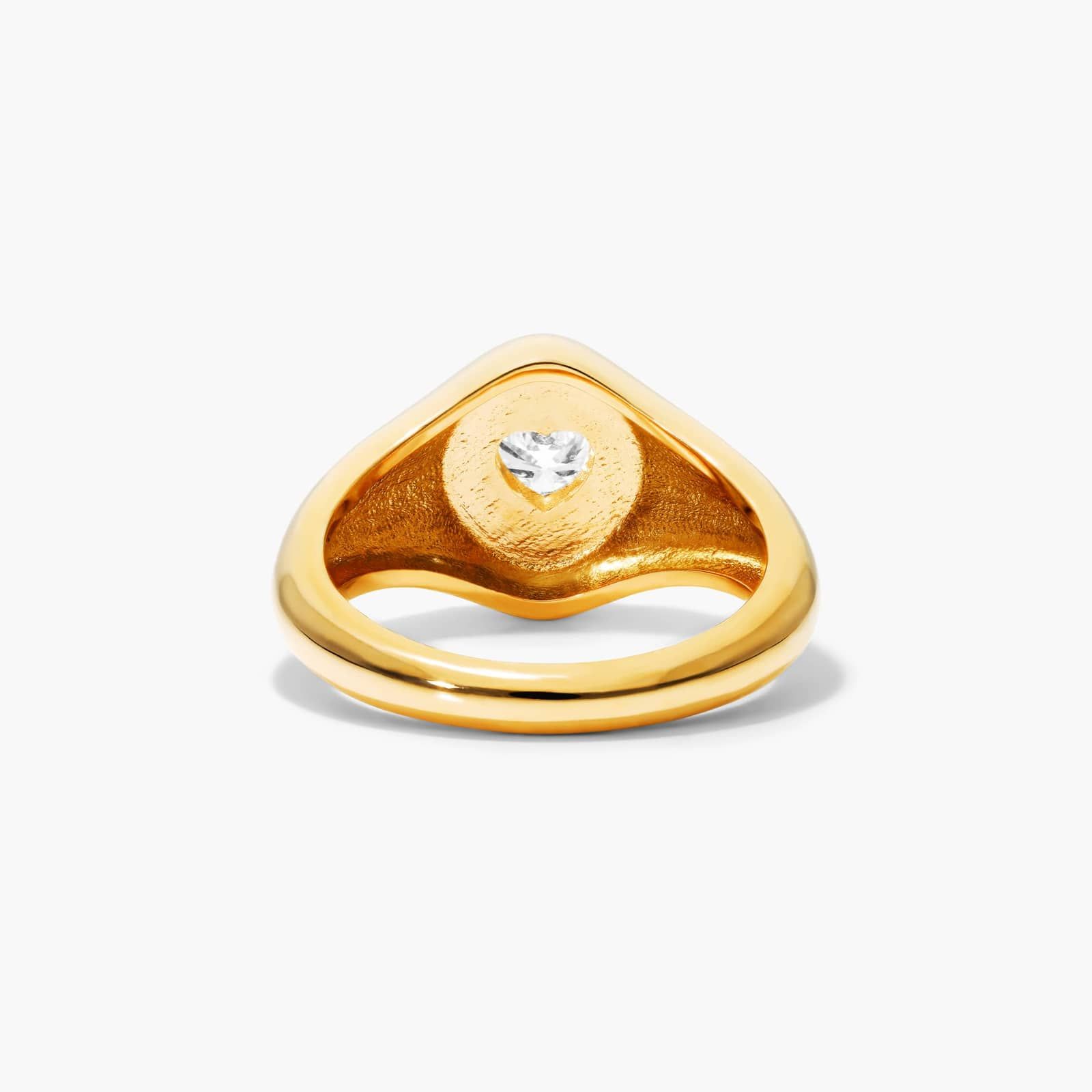 Heart Shape Diamond Signet Ring In 14K Yellow Gold