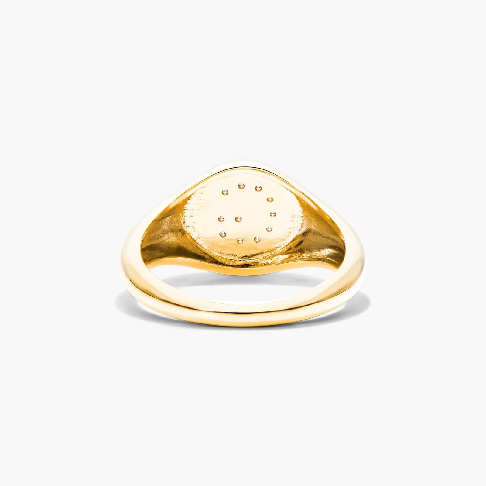 Diamond G Initial Signet Ring In 14K Yellow Gold