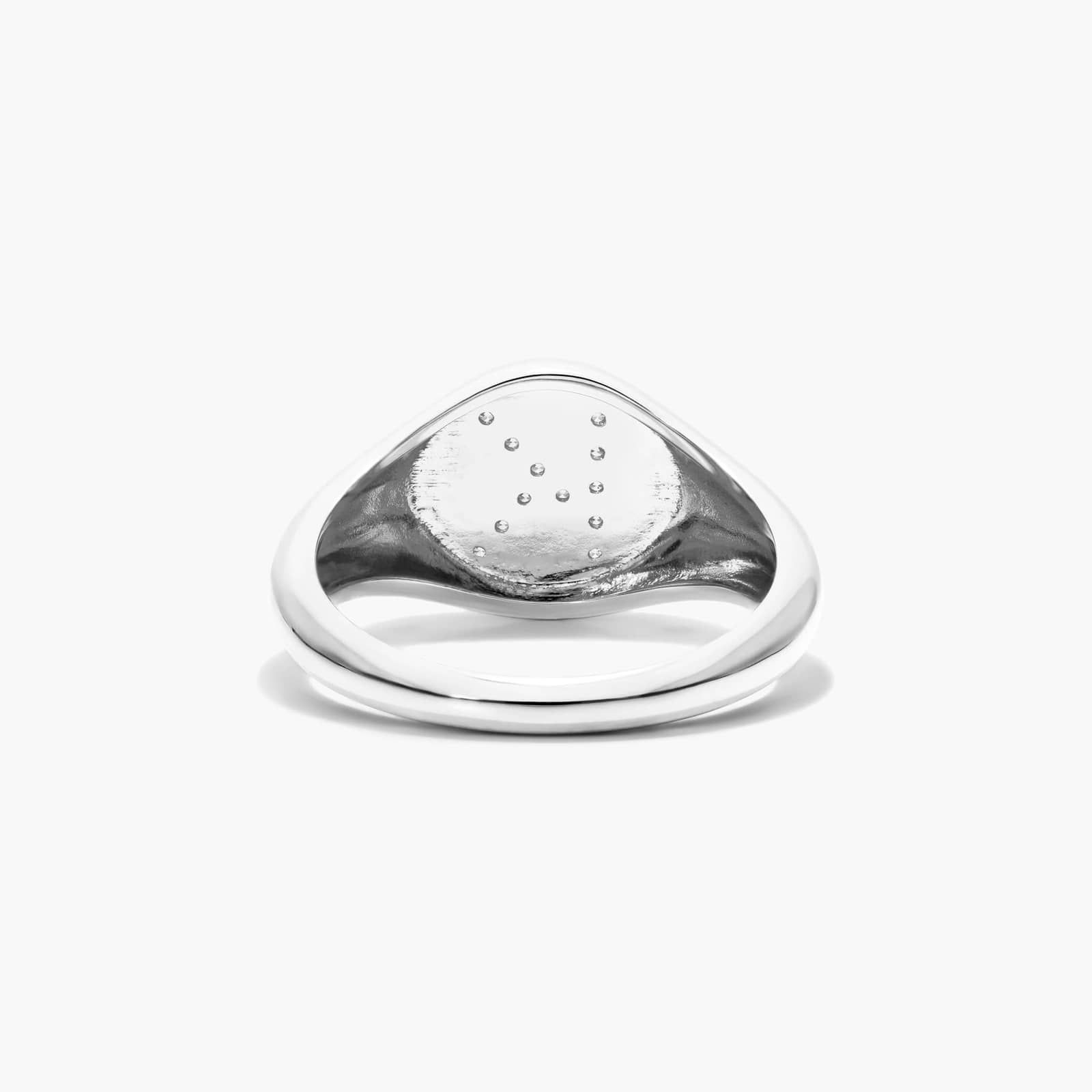 Diamond K Initial Signet Ring In 14K White Gold