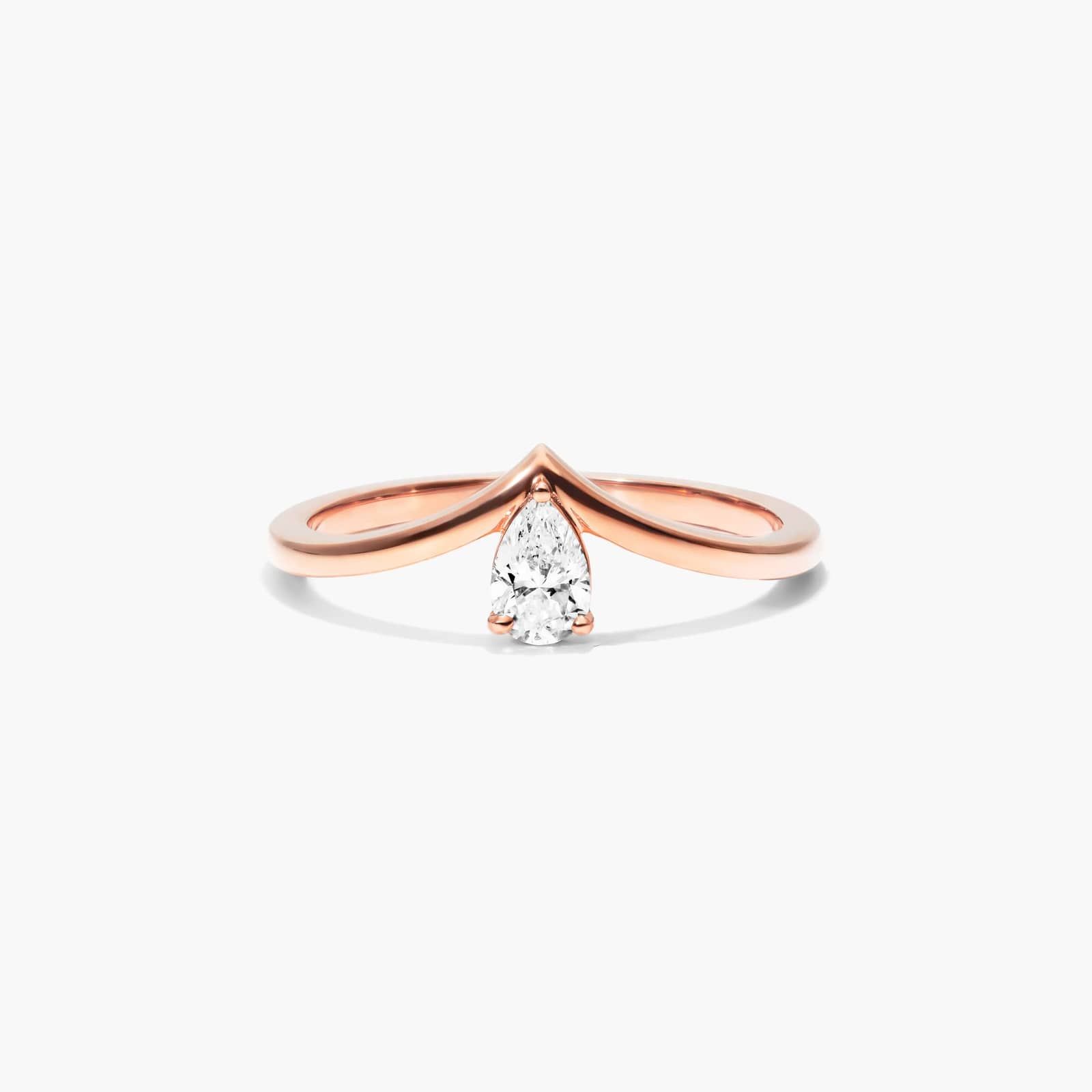 Pear Shape Diamond Pinnacle Ring In 14K Rose Gold