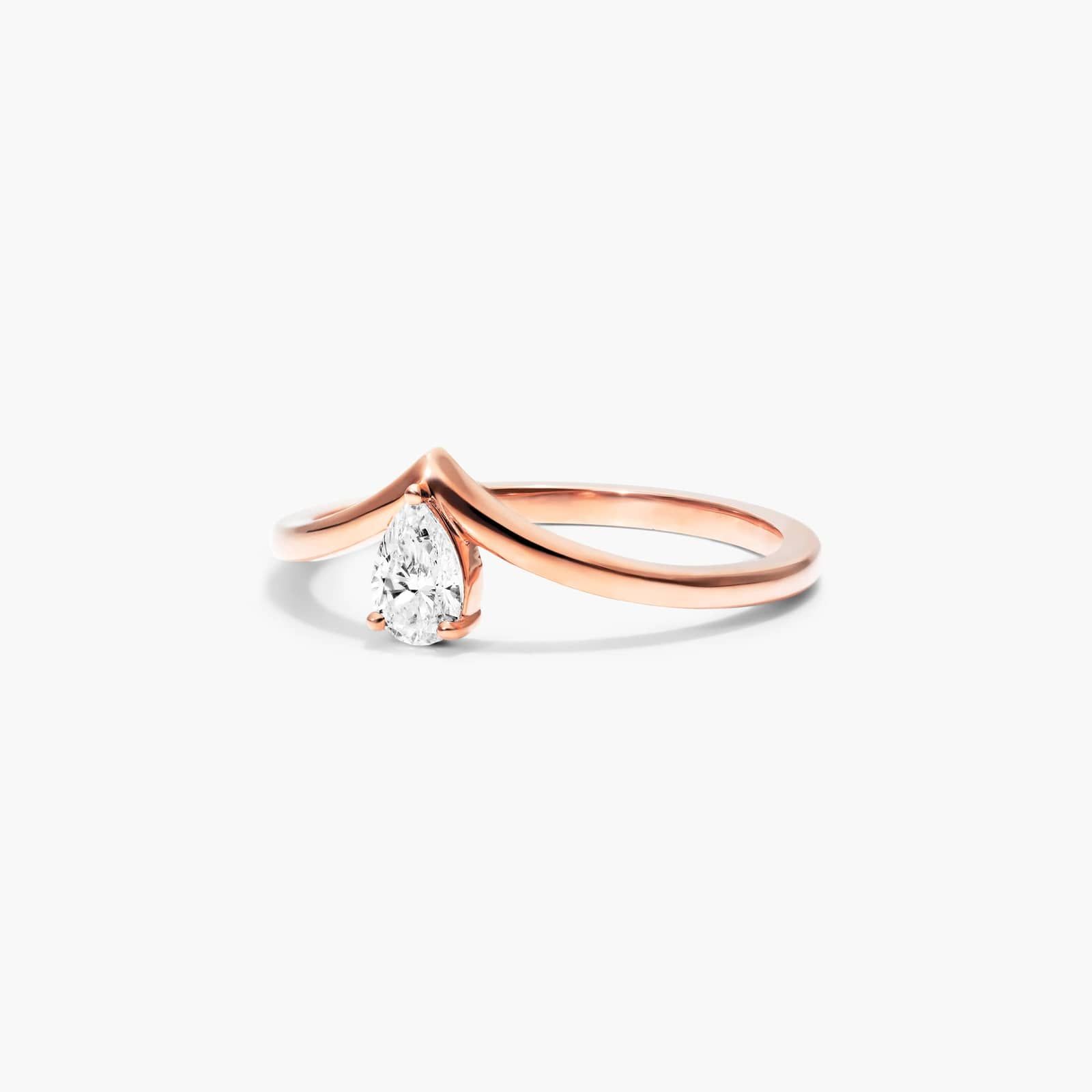 Pear Shape Diamond Pinnacle Ring In 14K Rose Gold