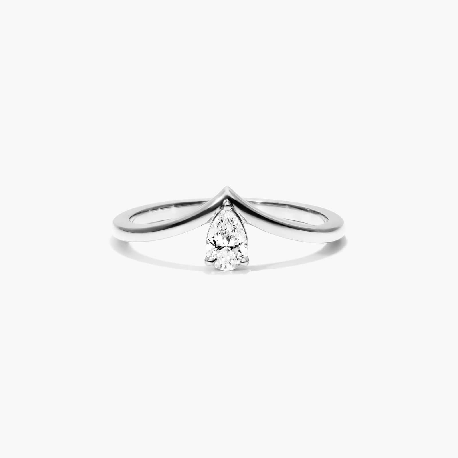 Pear Shape Diamond Pinnacle Ring In 14K White Gold