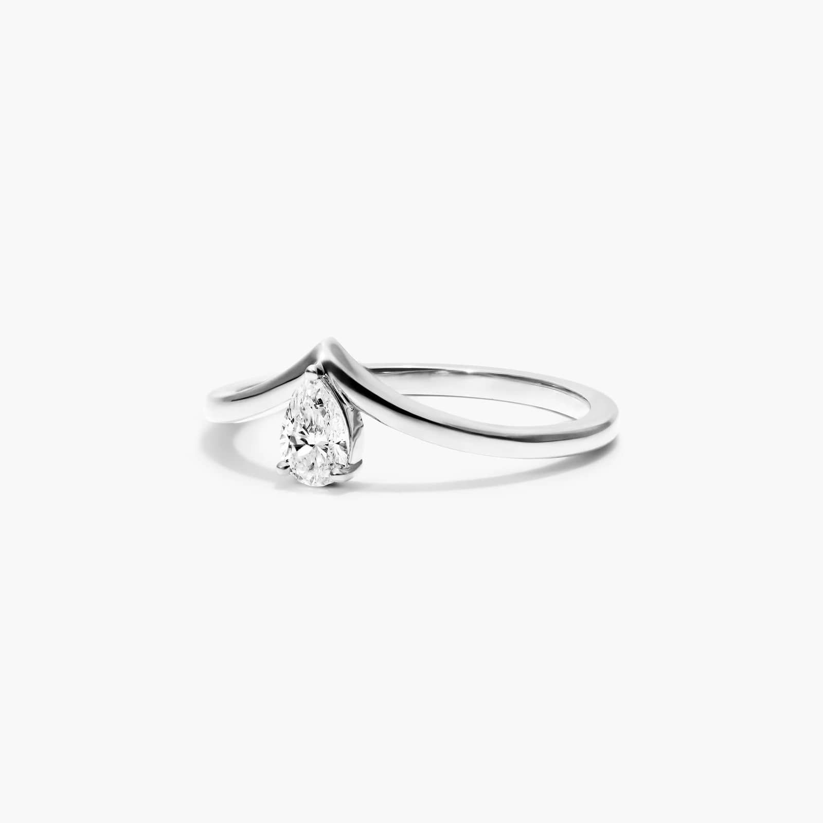 Pear Shape Diamond Pinnacle Ring In 14K White Gold