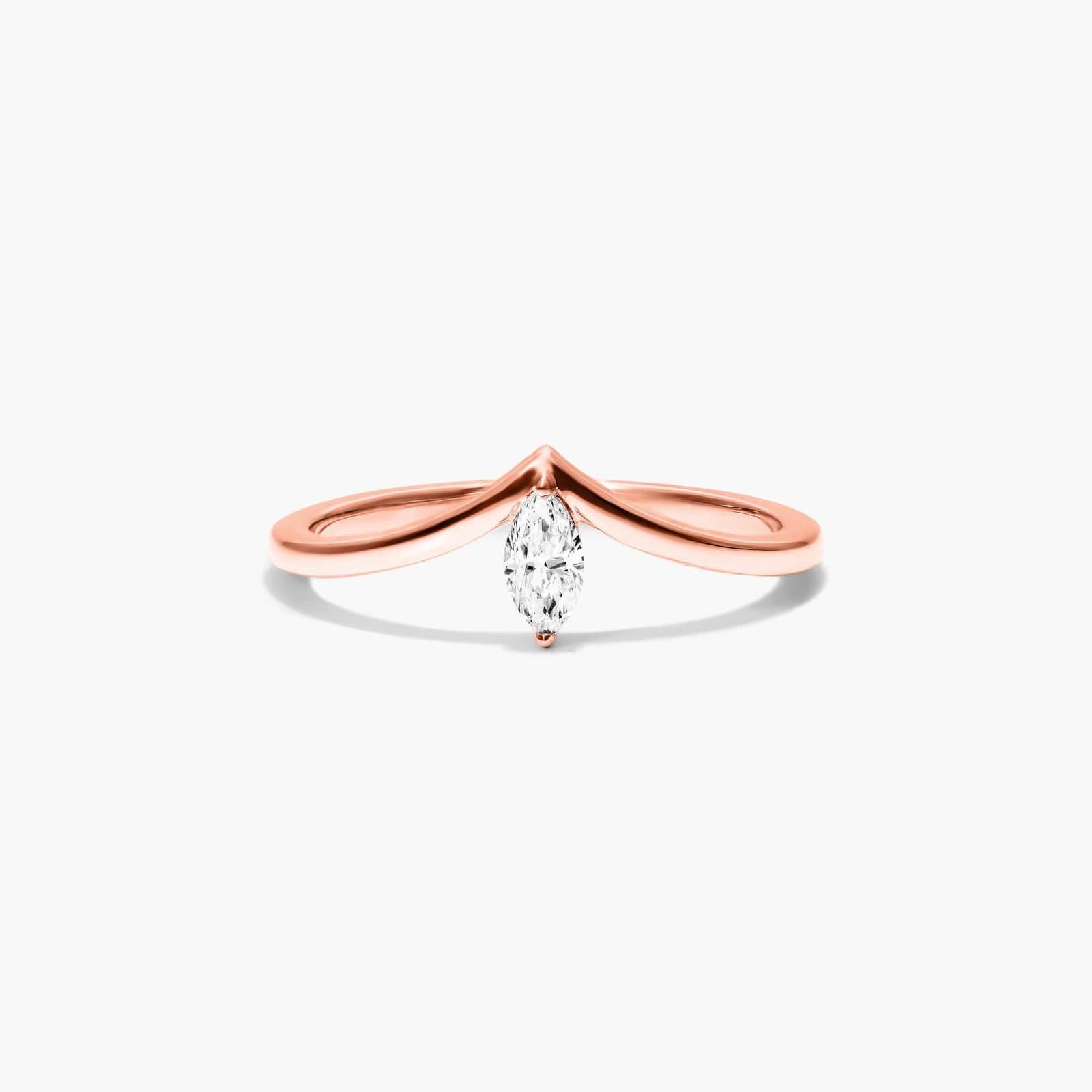 Marquise Cut Diamond Pinnacle Ring In 14K Rose Gold