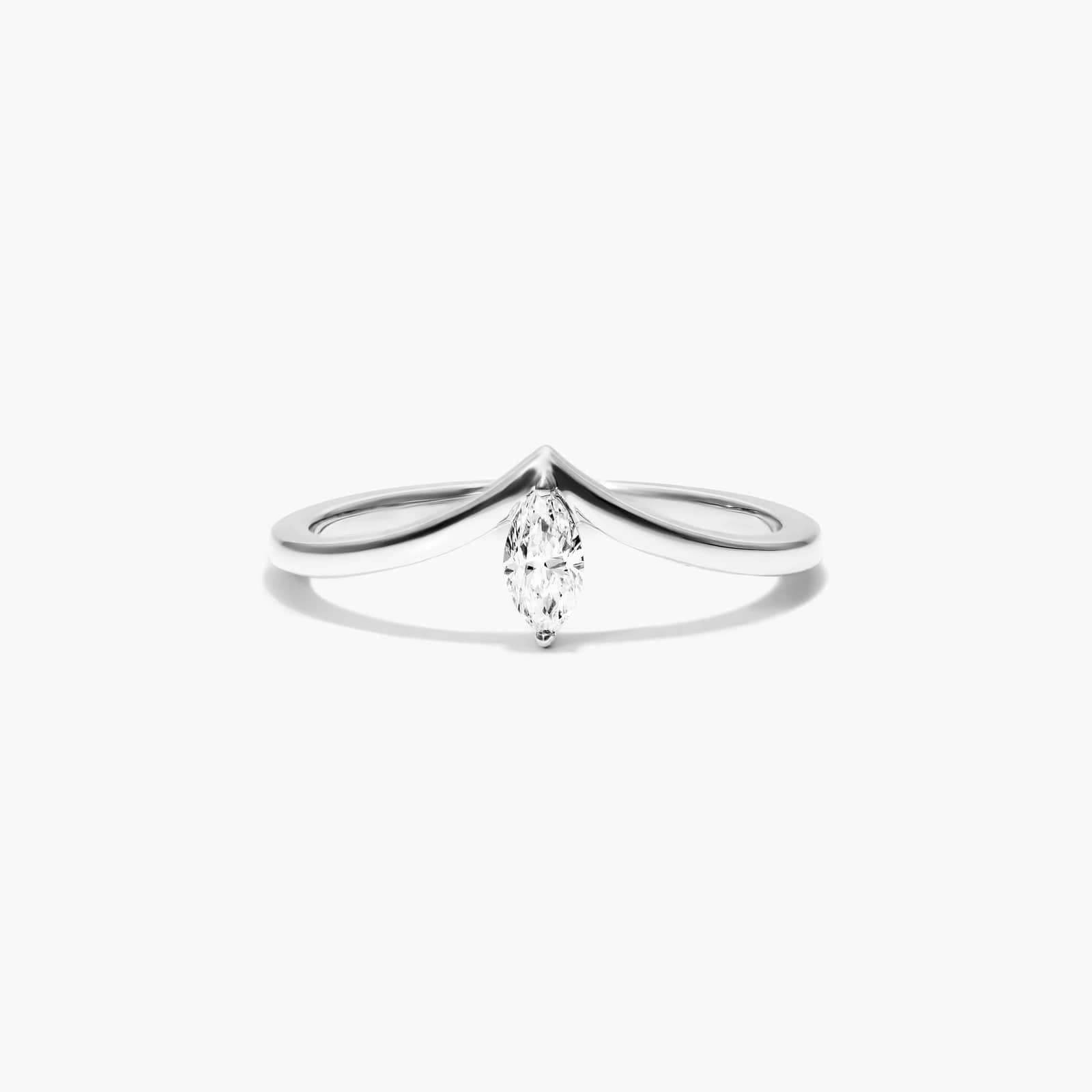 Marquise Cut Diamond Pinnacle Ring In 14K White Gold