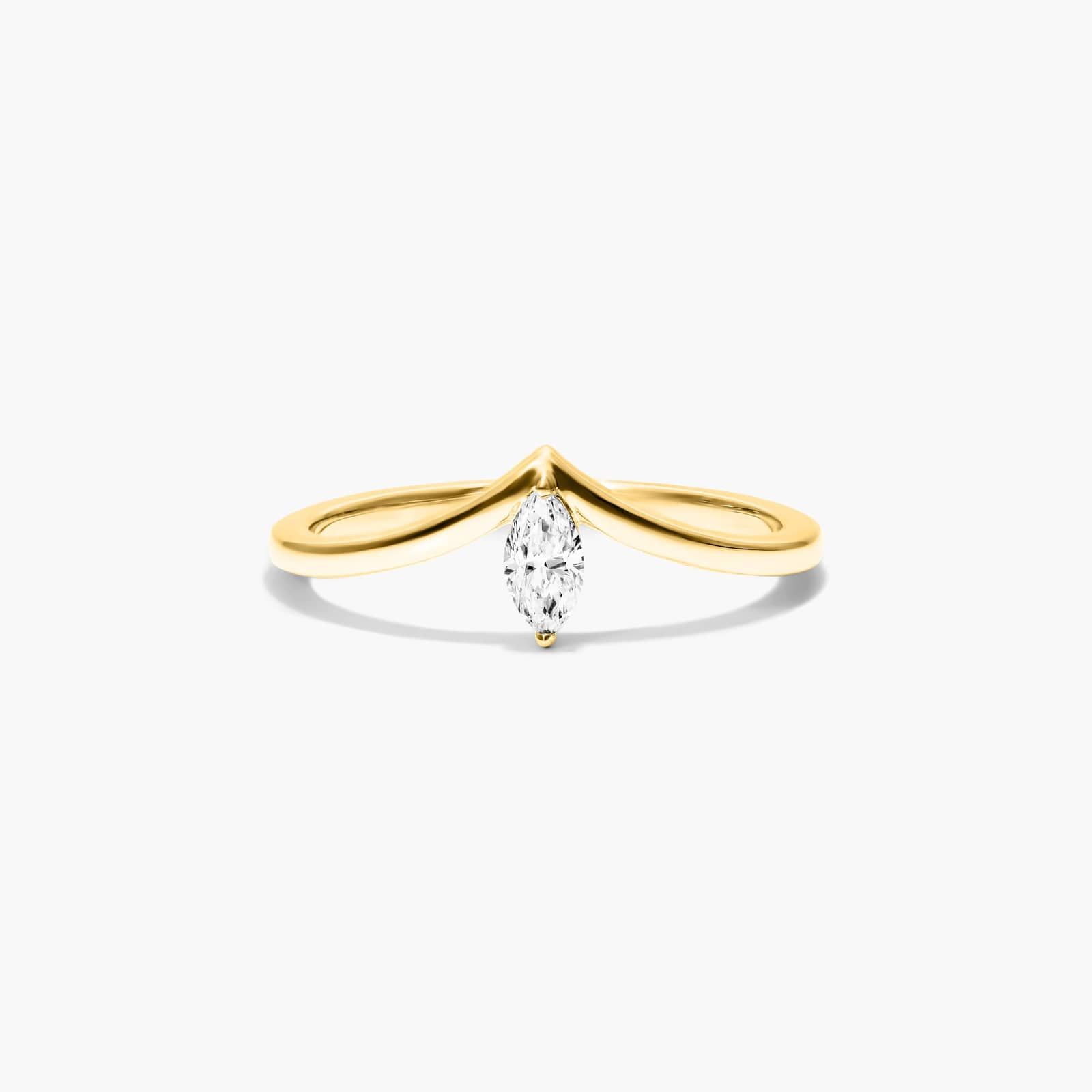 Marquise Cut Diamond Pinnacle Ring In 14K Yellow Gold