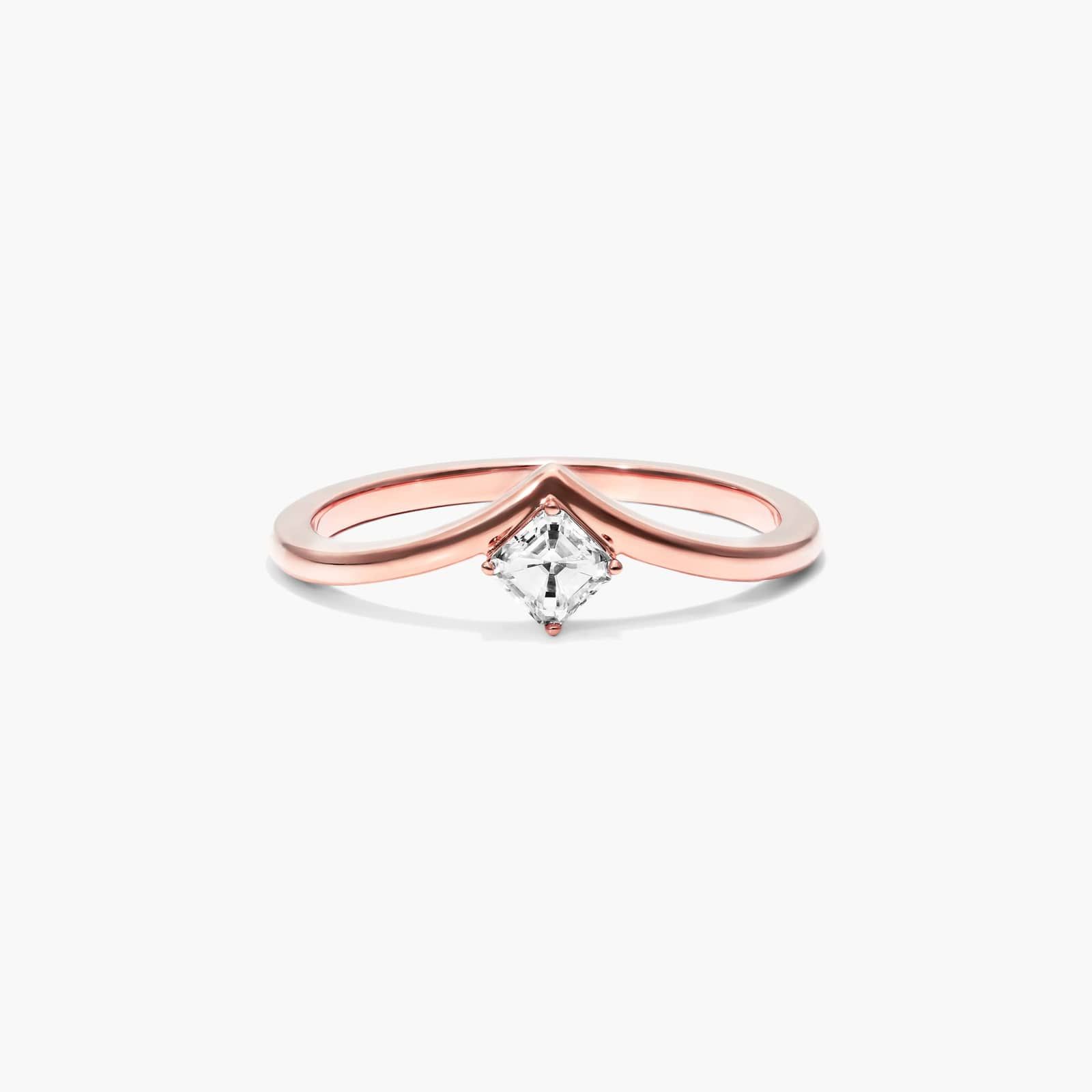 Asscher Cut Diamond Pinnacle Ring In 14K Rose Gold