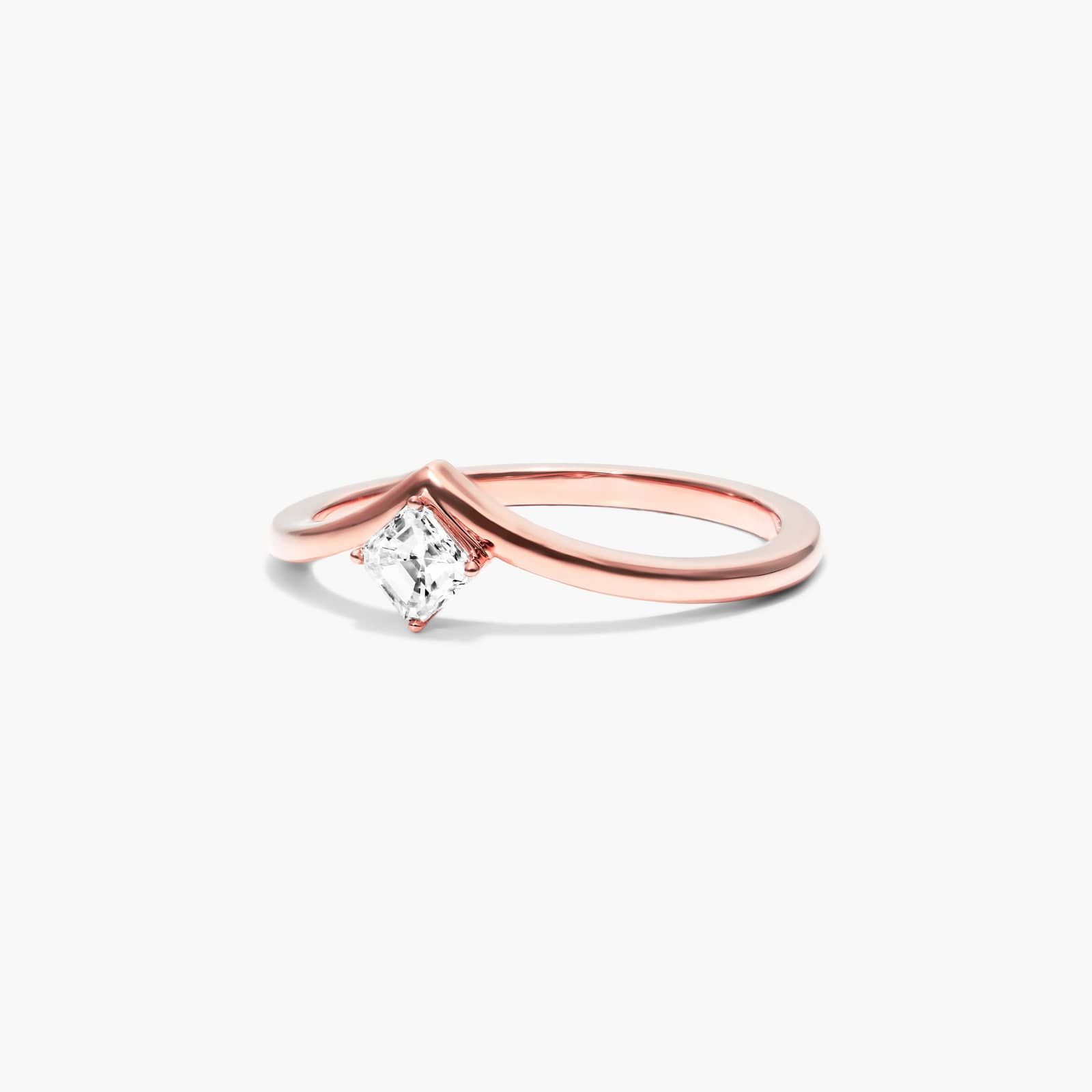 Asscher Cut Diamond Pinnacle Ring In 14K Rose Gold