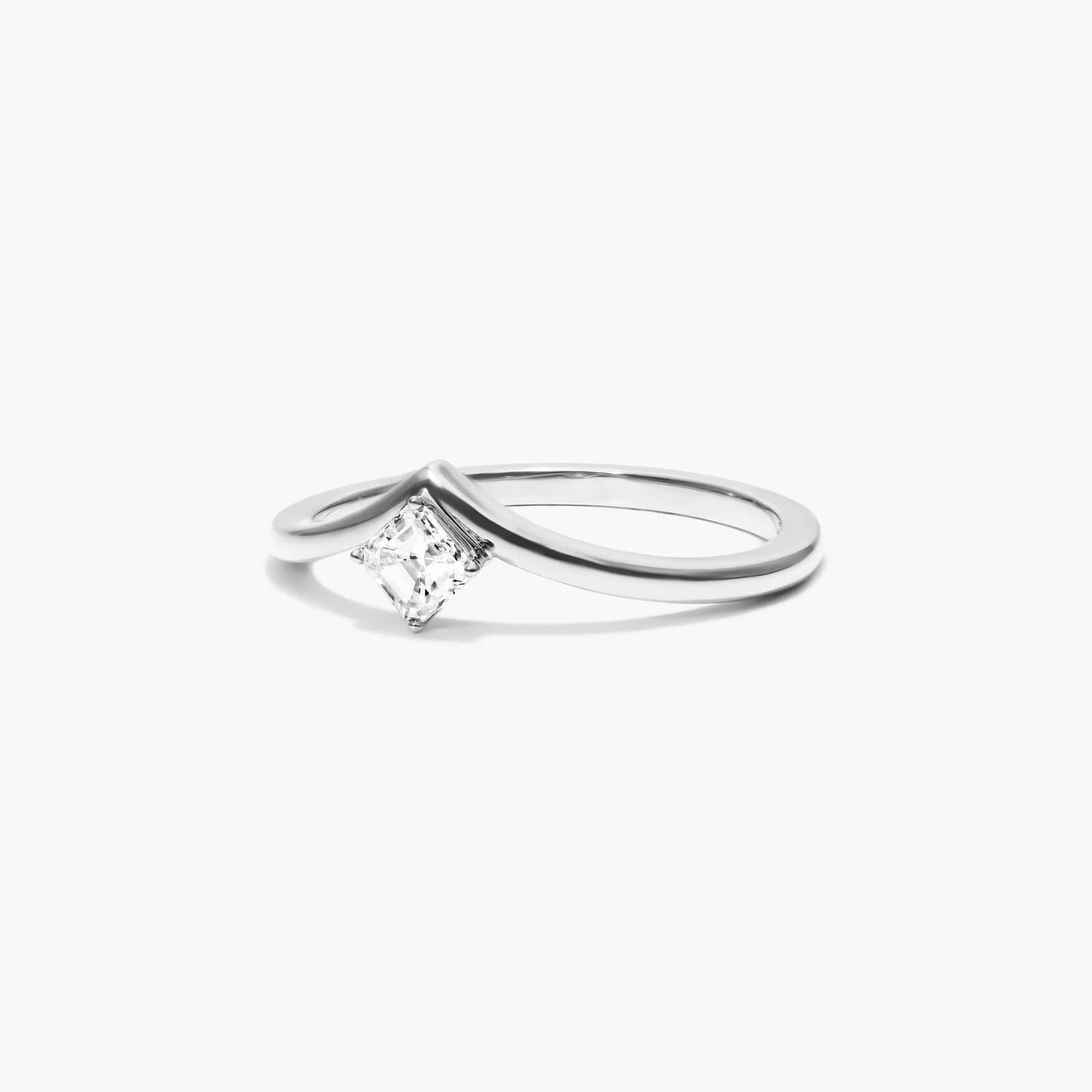 Asscher Cut Diamond Pinnacle Ring In 14K White Gold