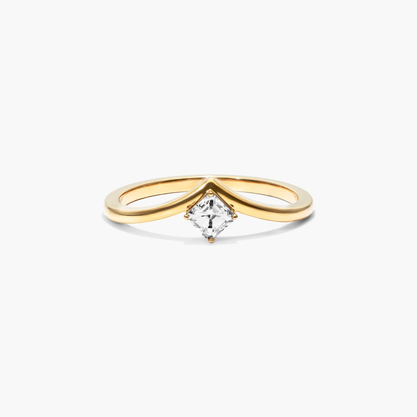 Asscher Cut Diamond Pinnacle Ring In 14K Yellow Gold