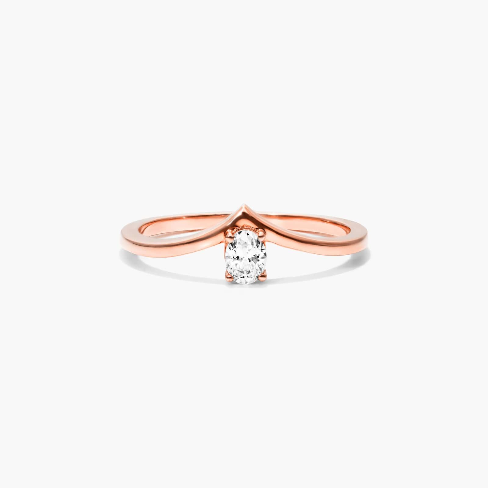 Oval Cut Diamond Pinnacle Ring In 14K Rose Gold