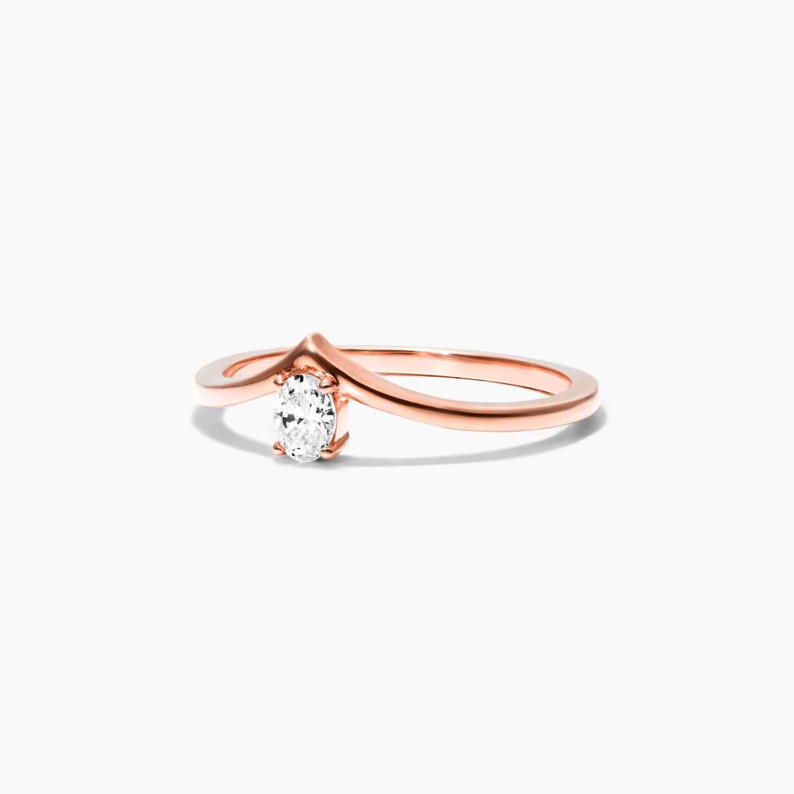 Oval Cut Diamond Pinnacle Ring In 14K Rose Gold
