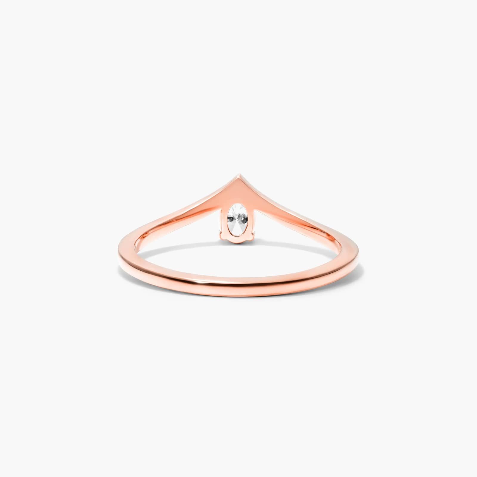 Oval Cut Diamond Pinnacle Ring In 14K Rose Gold