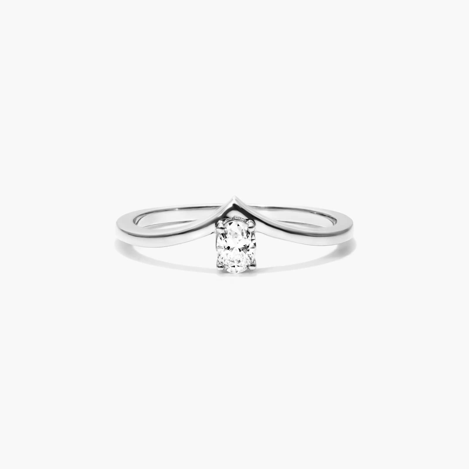 Oval Cut Diamond Pinnacle Ring In 14K White Gold
