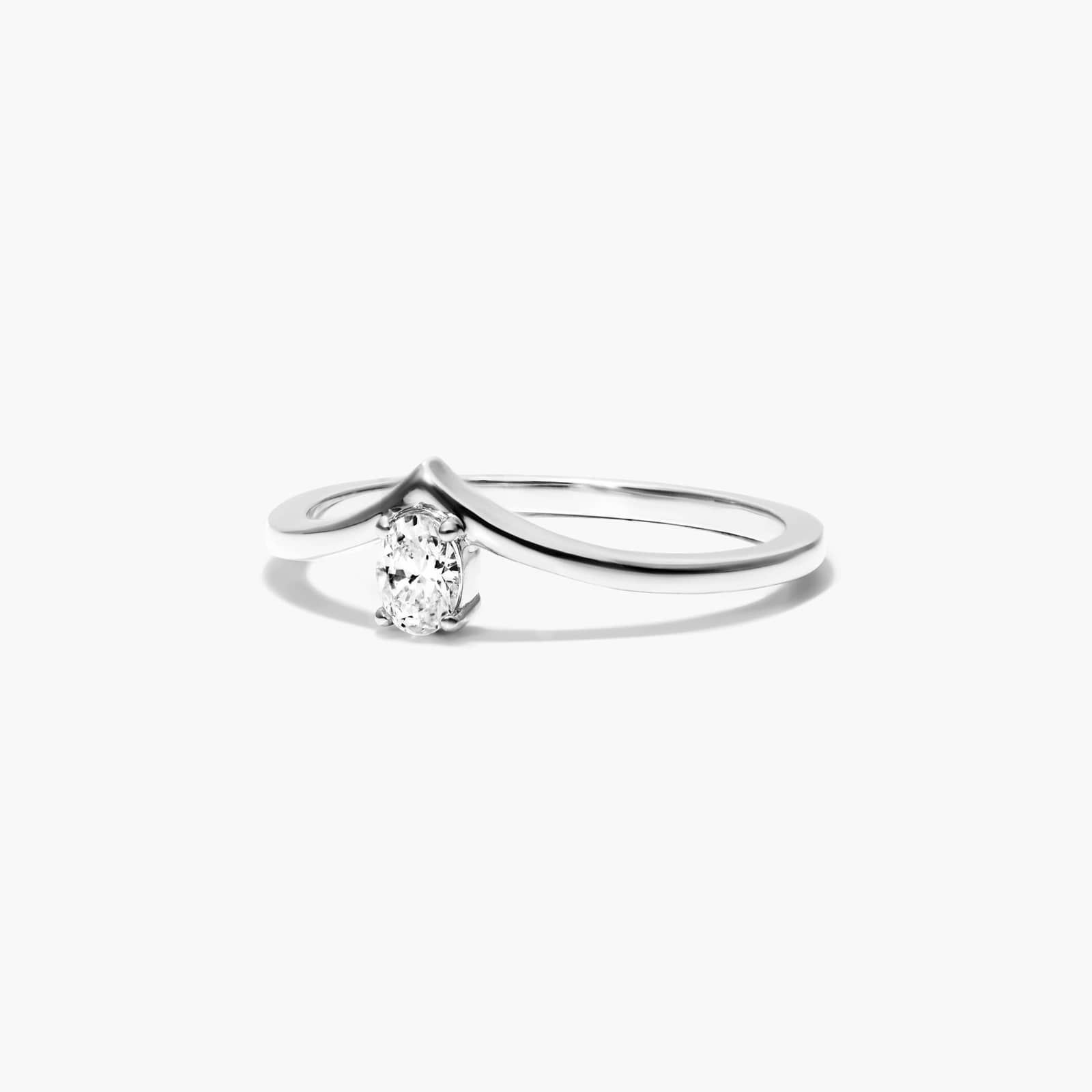 Oval Cut Diamond Pinnacle Ring In 14K White Gold