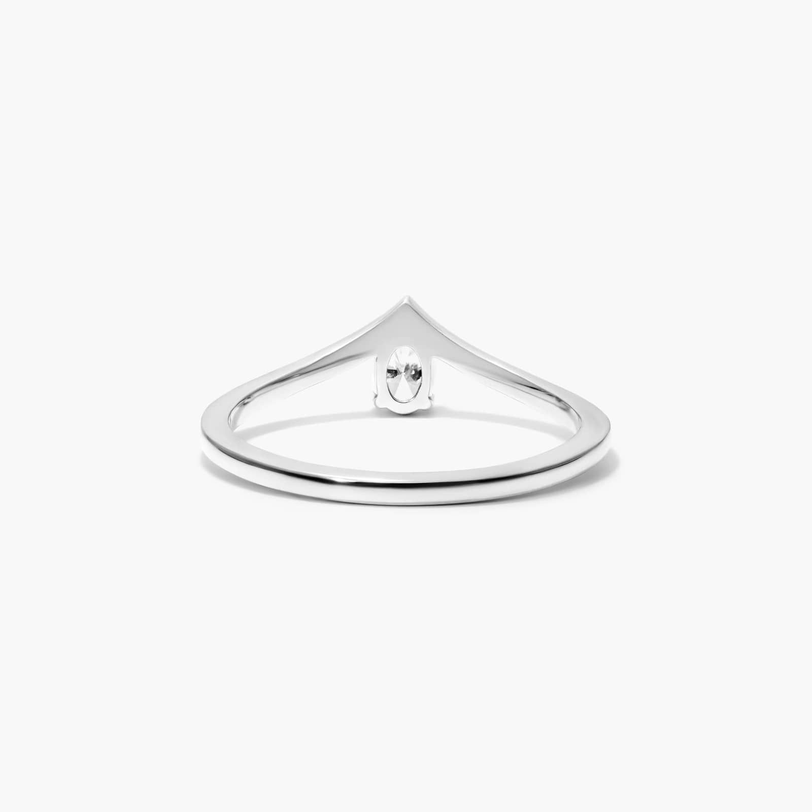 Oval Cut Diamond Pinnacle Ring In 14K White Gold