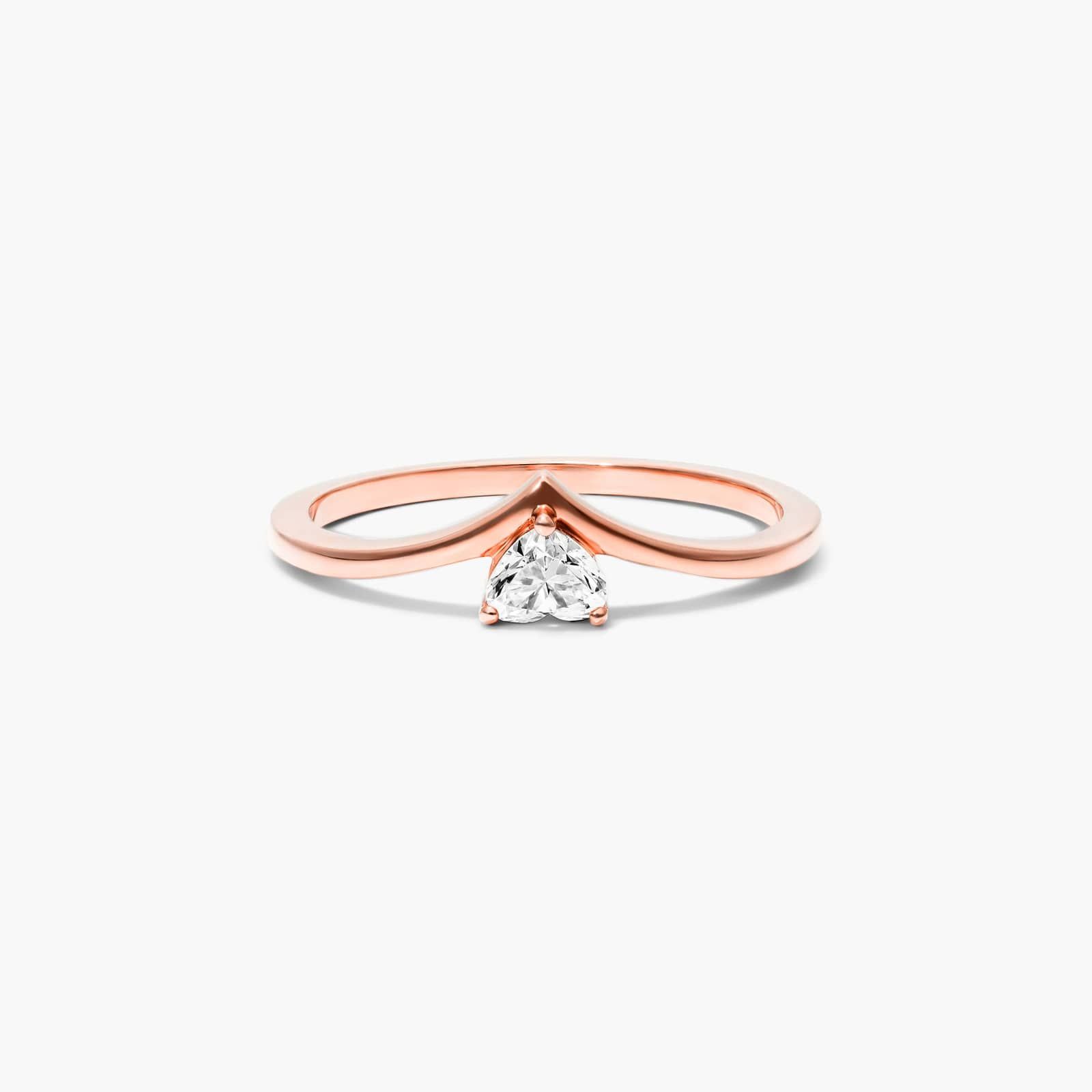 Heart Shape Diamond Pinnacle Ring In 14K Rose Gold