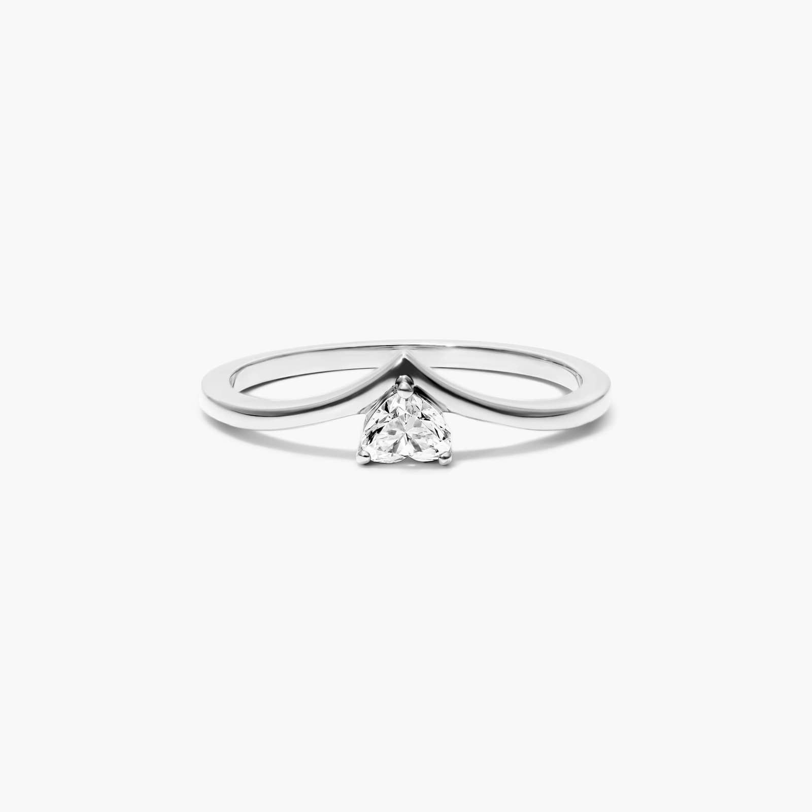 Heart Shape Diamond Pinnacle Ring In 14K White Gold