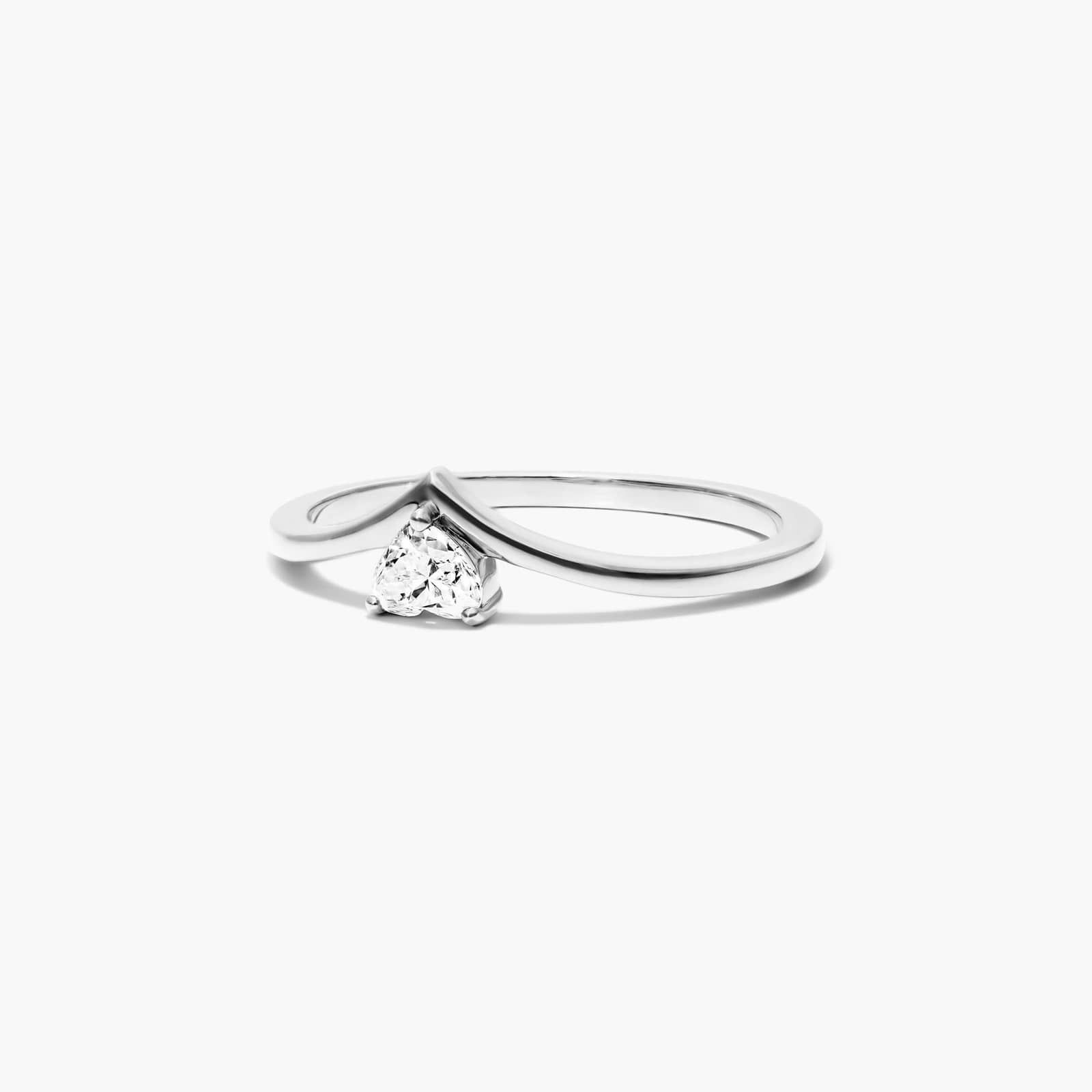 Heart Shape Diamond Pinnacle Ring In 14K White Gold