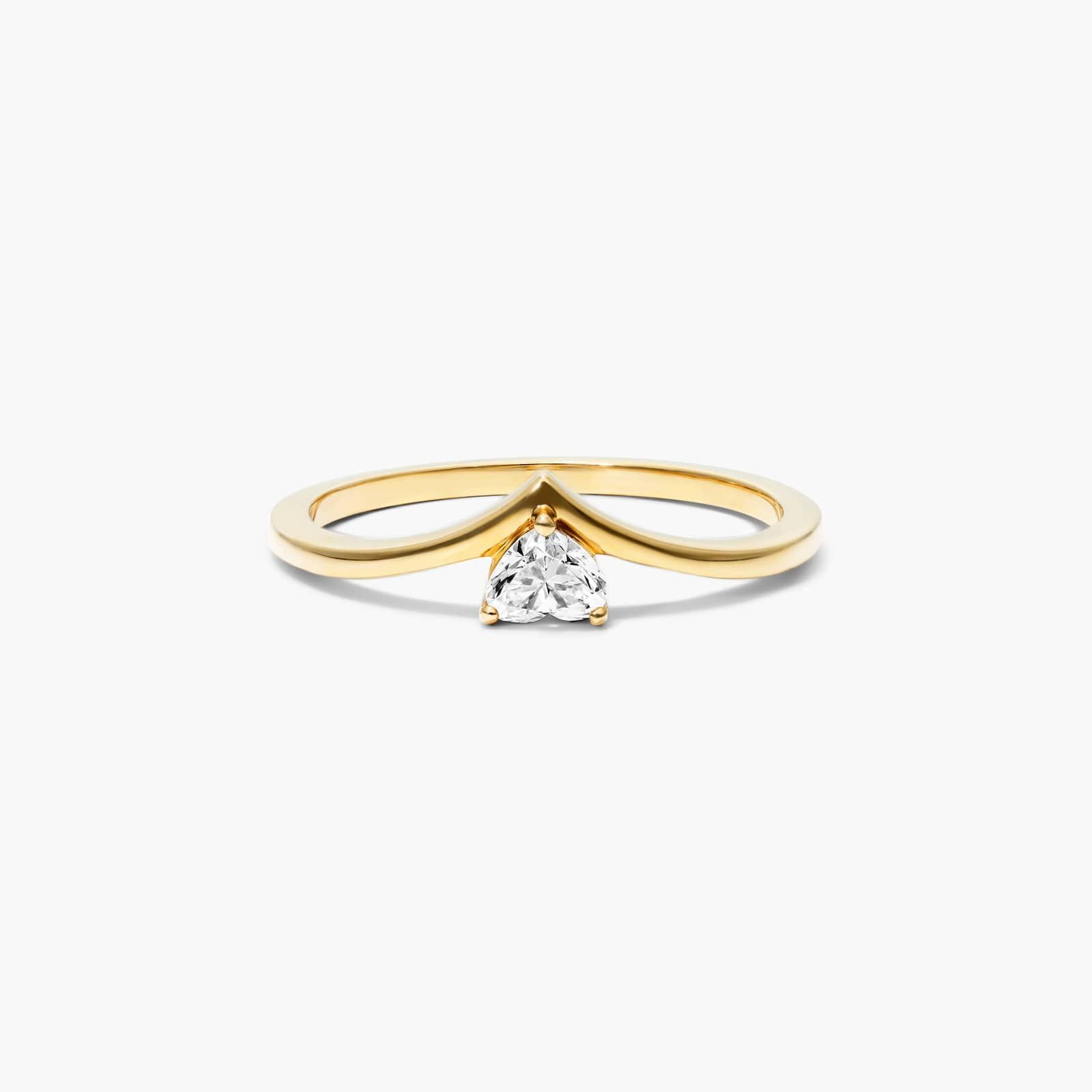 Heart Shape Diamond Pinnacle Ring In 14K Yellow Gold