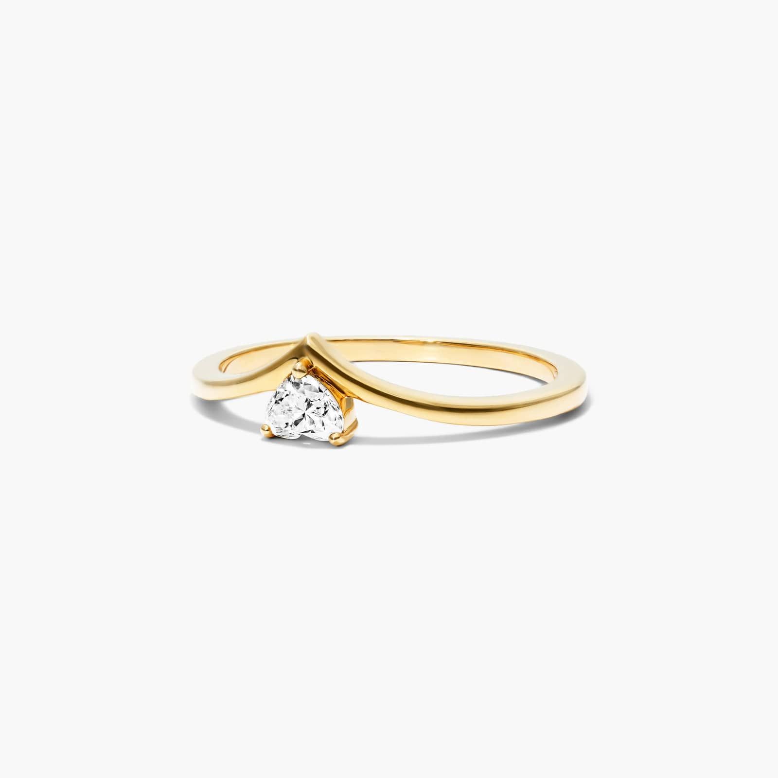 Heart Shape Diamond Pinnacle Ring In 14K Yellow Gold