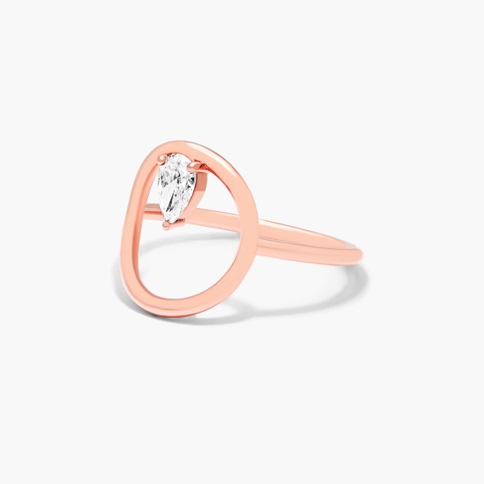 Orbit Pear Shape Diamond Ring In 14K Rose Gold