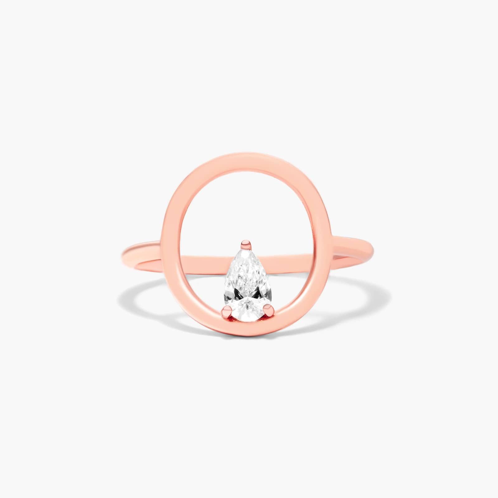Orbit Pear Shape Diamond Ring In 14K Rose Gold