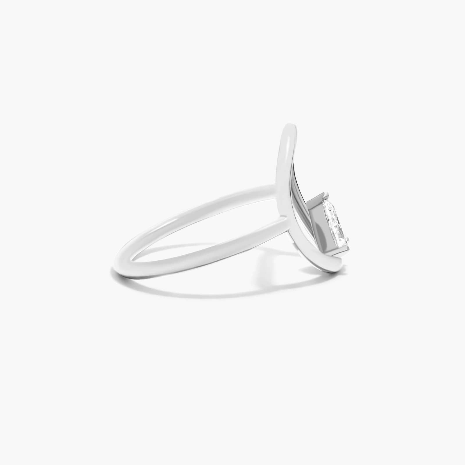Orbit Pear Shape Diamond Ring In 14K White Gold
