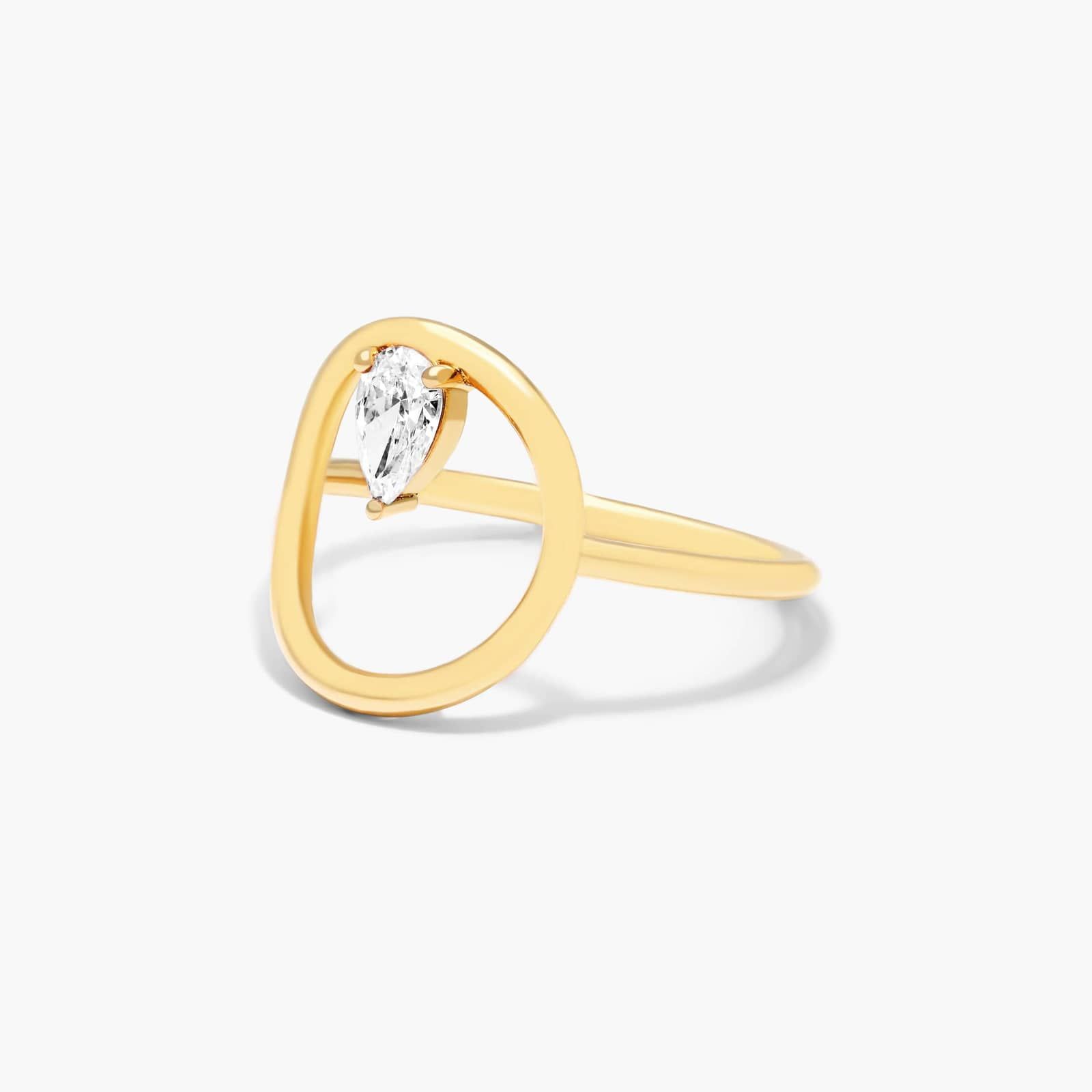 Orbit Pear Shape Diamond Ring In 14K Yellow Gold