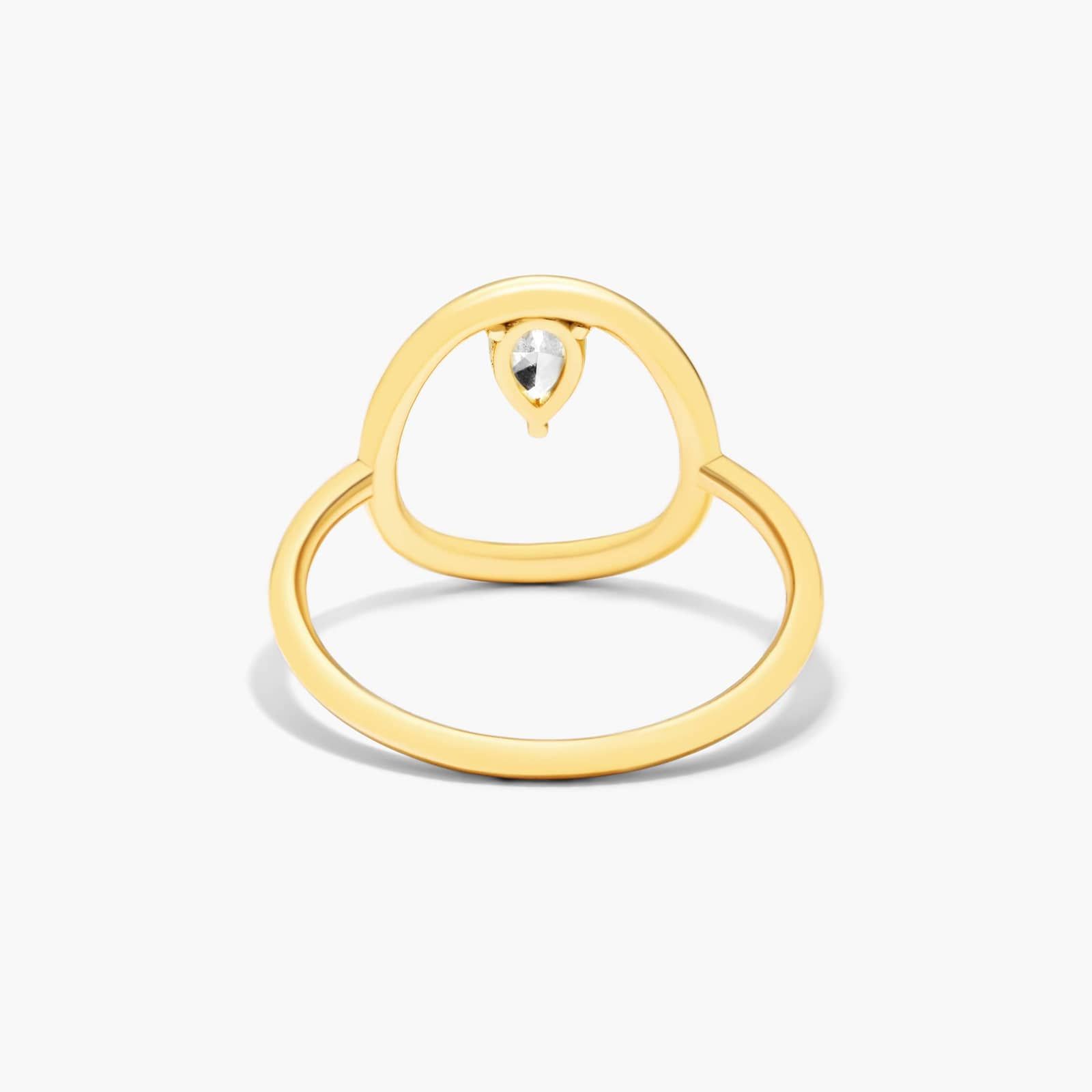 Orbit Pear Shape Diamond Ring In 14K Yellow Gold