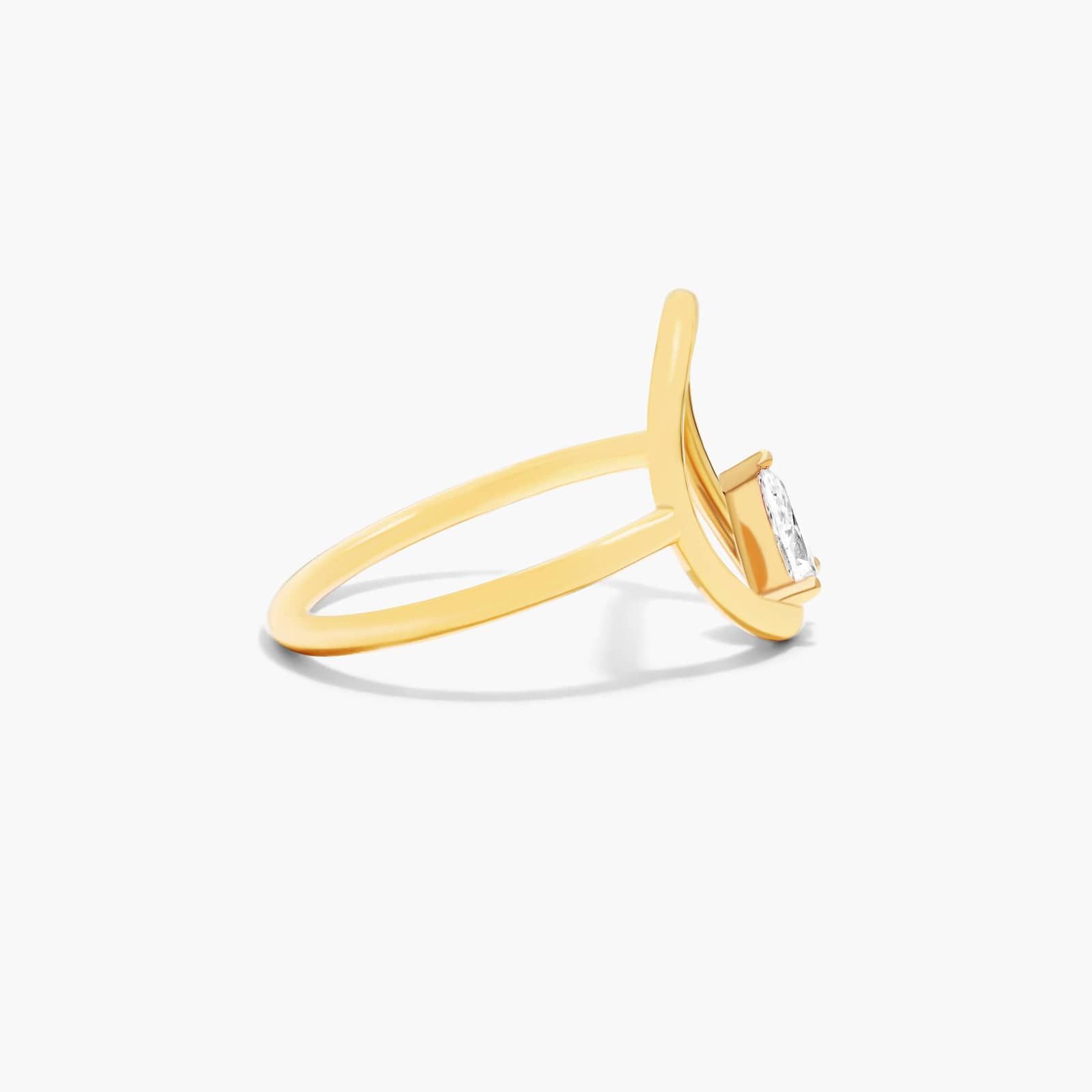Orbit Pear Shape Diamond Ring In 14K Yellow Gold