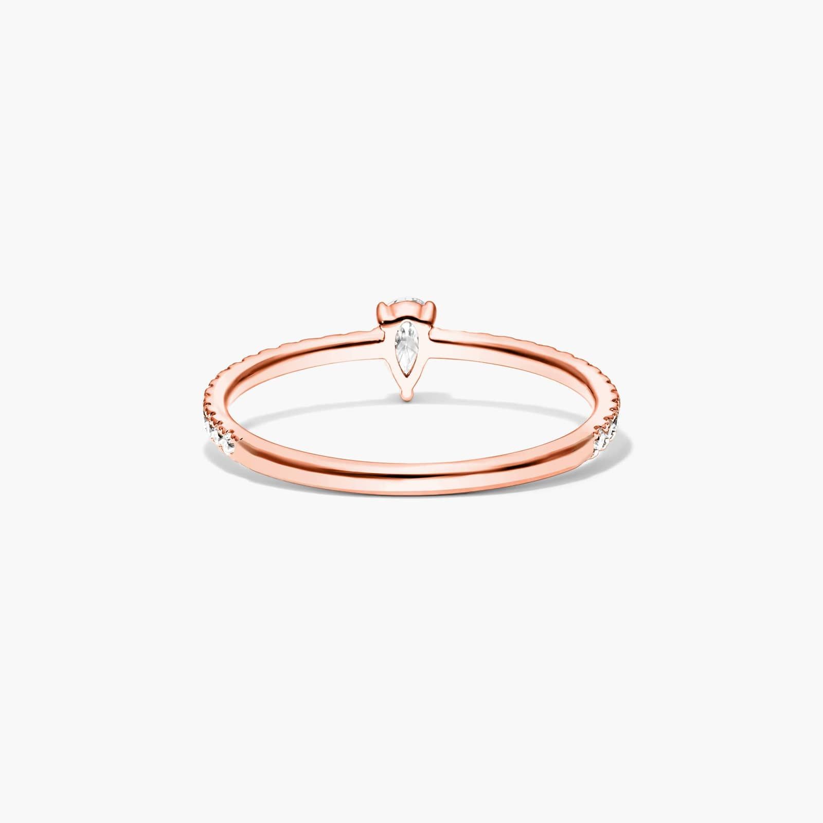 Petite Pear Shape Diamond Pavé Ring In 14K Rose Gold