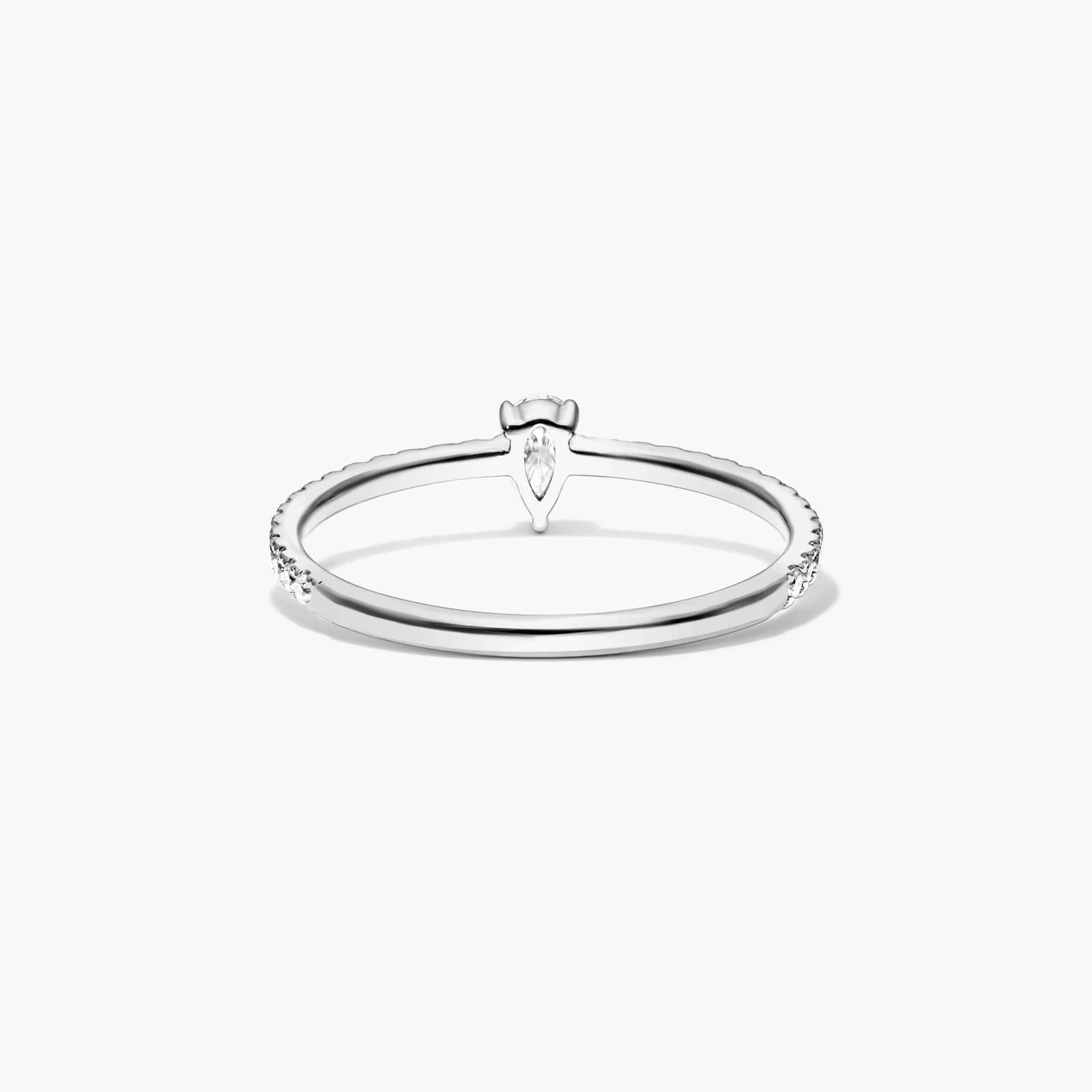 Petite Pear Shape Diamond Pavé Ring In 14K White Gold
