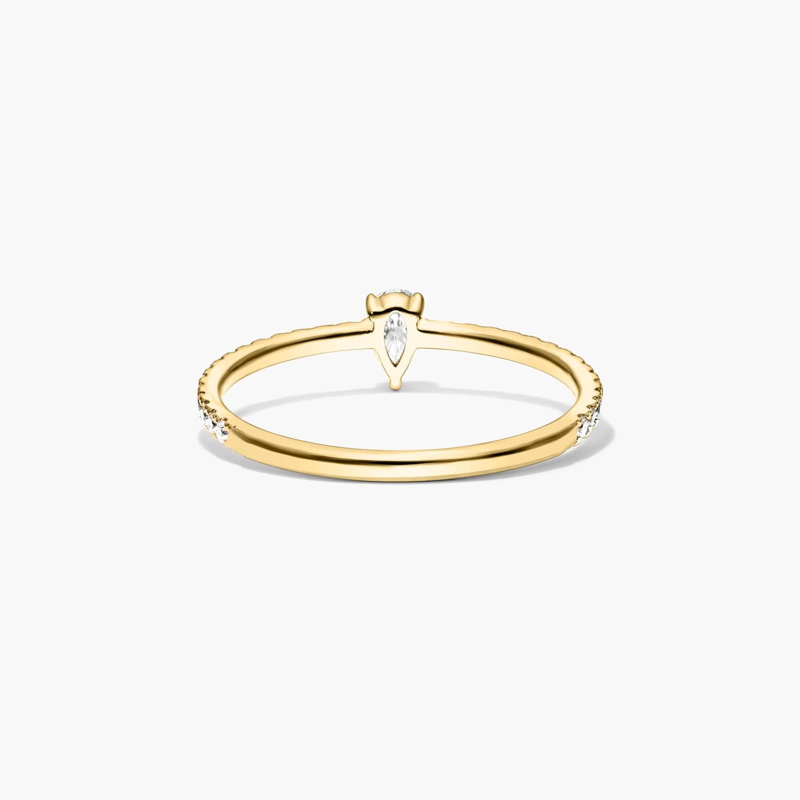 Petite Pear Shape Diamond Pavé Ring In 14K Yellow Gold