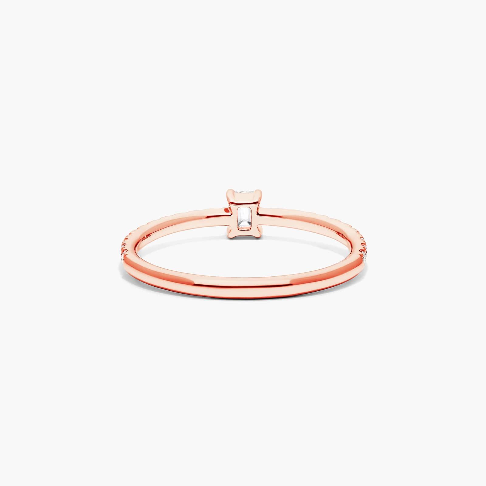 Petite Emerald Cut Diamond Pavé Ring In 14K Rose Gold