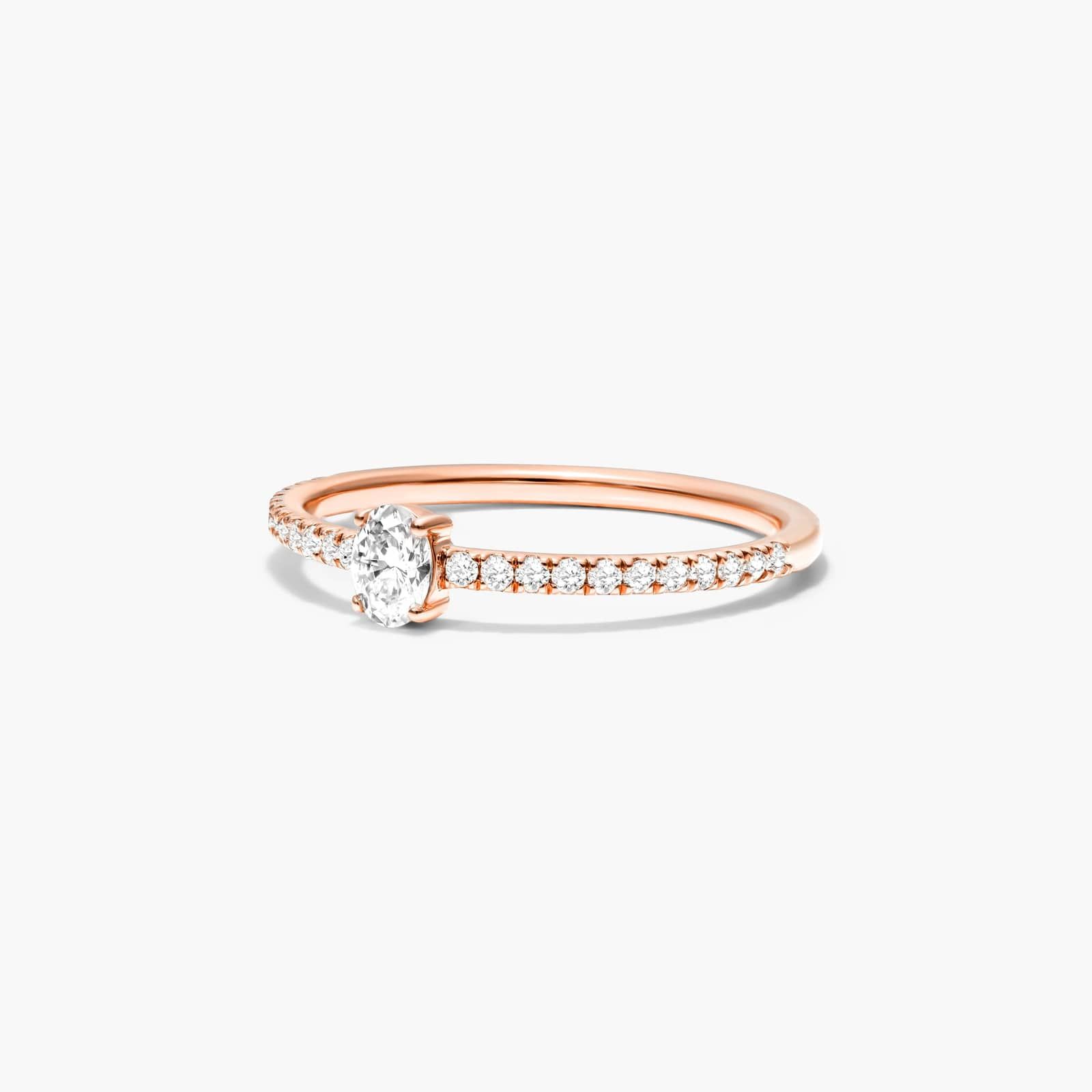Petite Oval Cut Diamond Pavé Ring In 14K Rose Gold