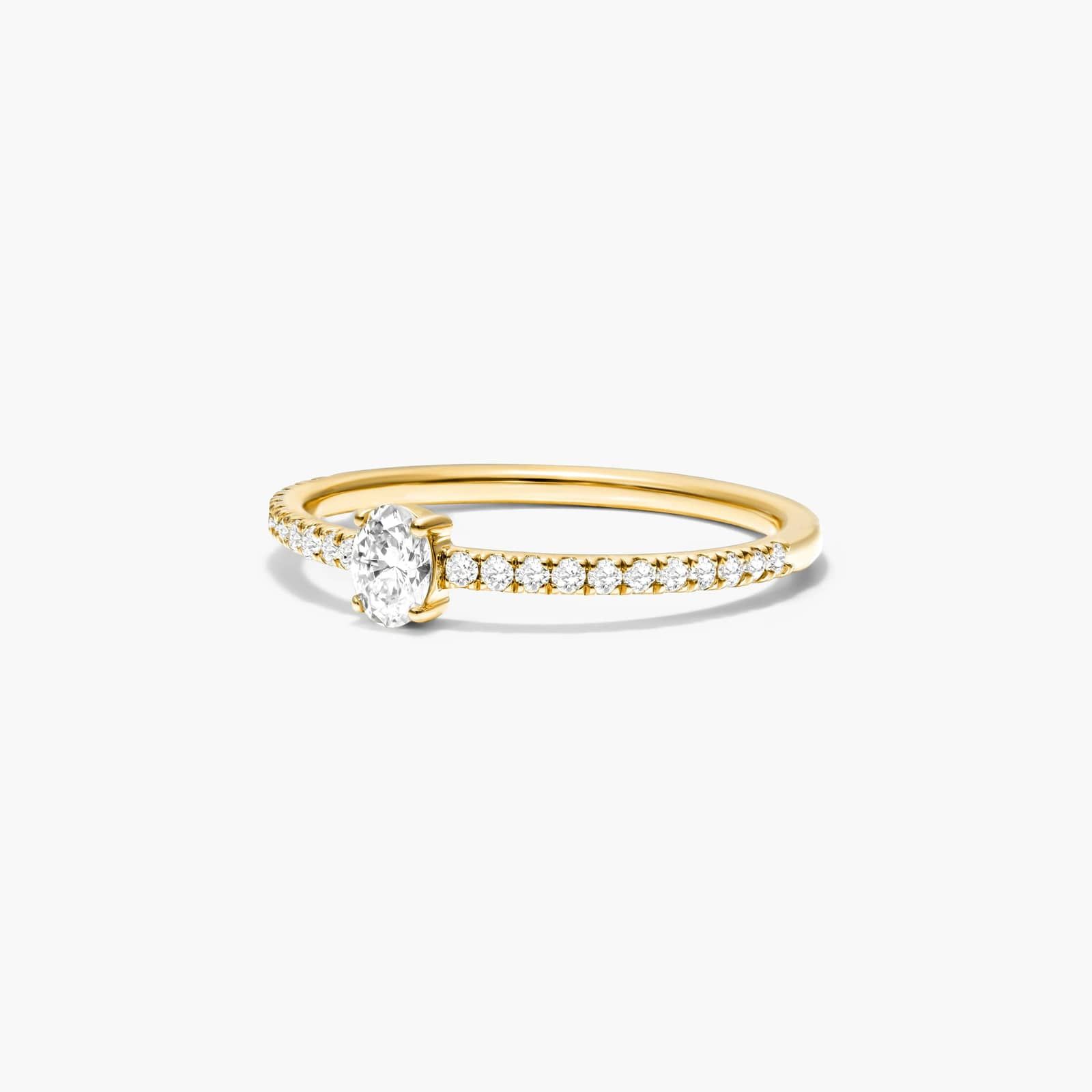 Petite Oval Cut Diamond Pavé Ring In 14K Yellow Gold