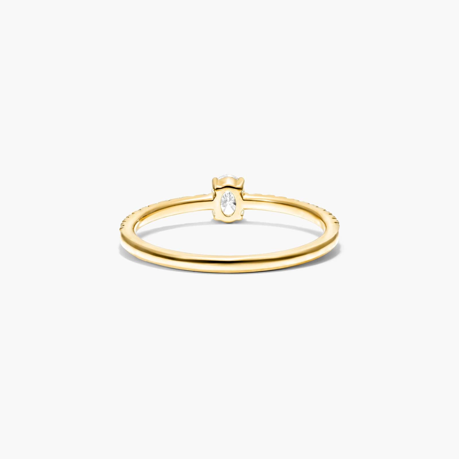 Petite Oval Cut Diamond Pavé Ring In 14K Yellow Gold