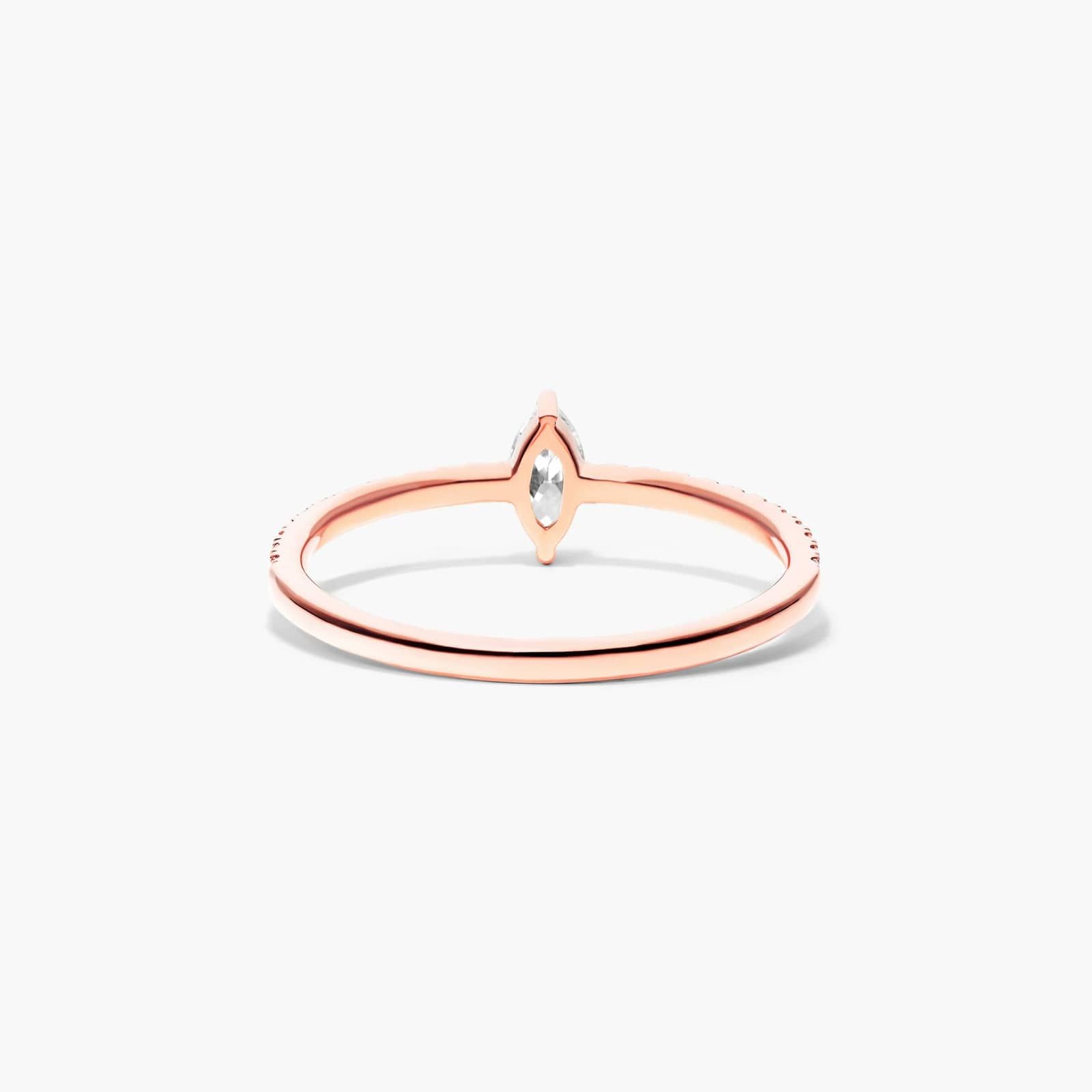 Petite Marquise Cut Diamond Pavé Ring In 14K Rose Gold