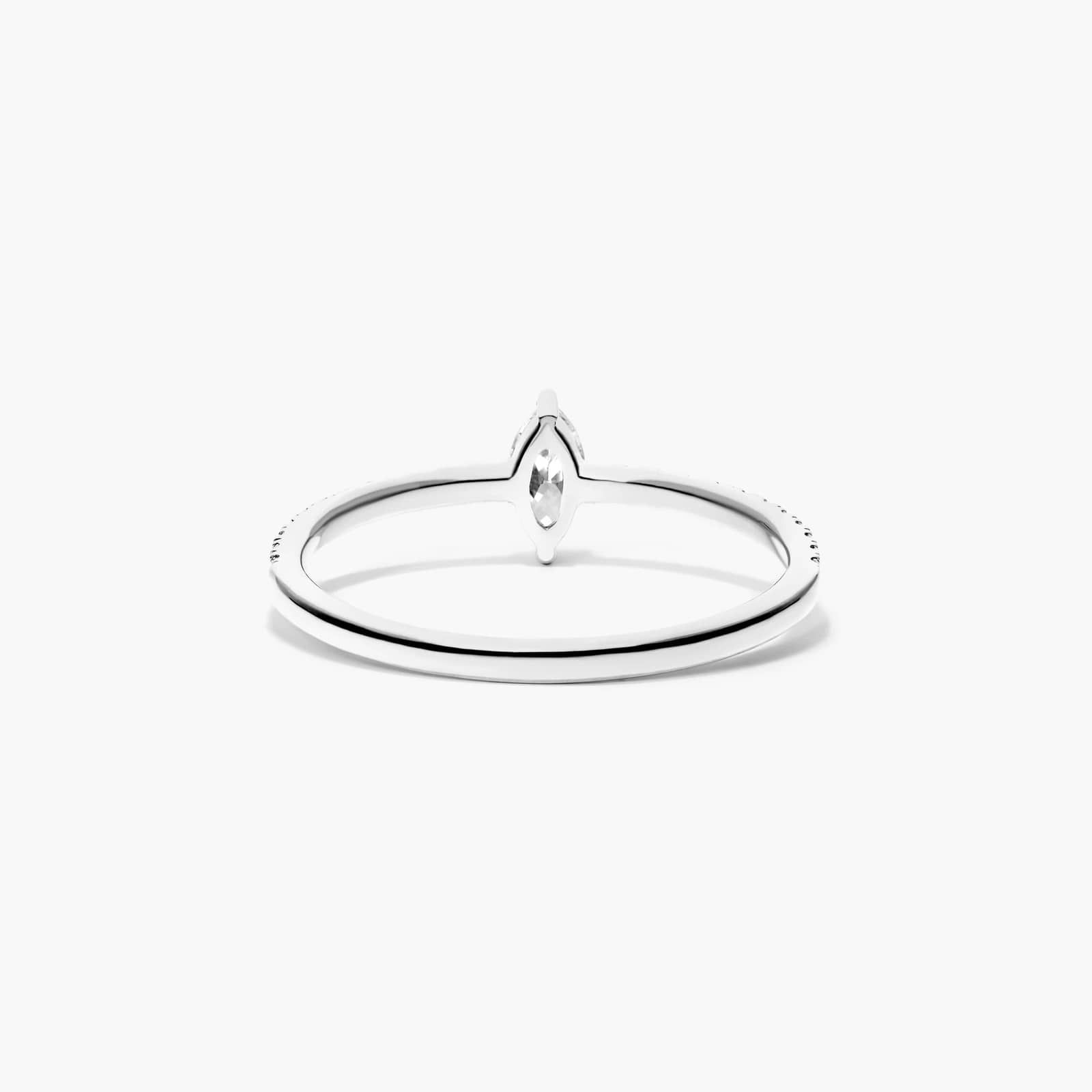 Petite Marquise Cut Diamond Pavé Ring In 14K White Gold