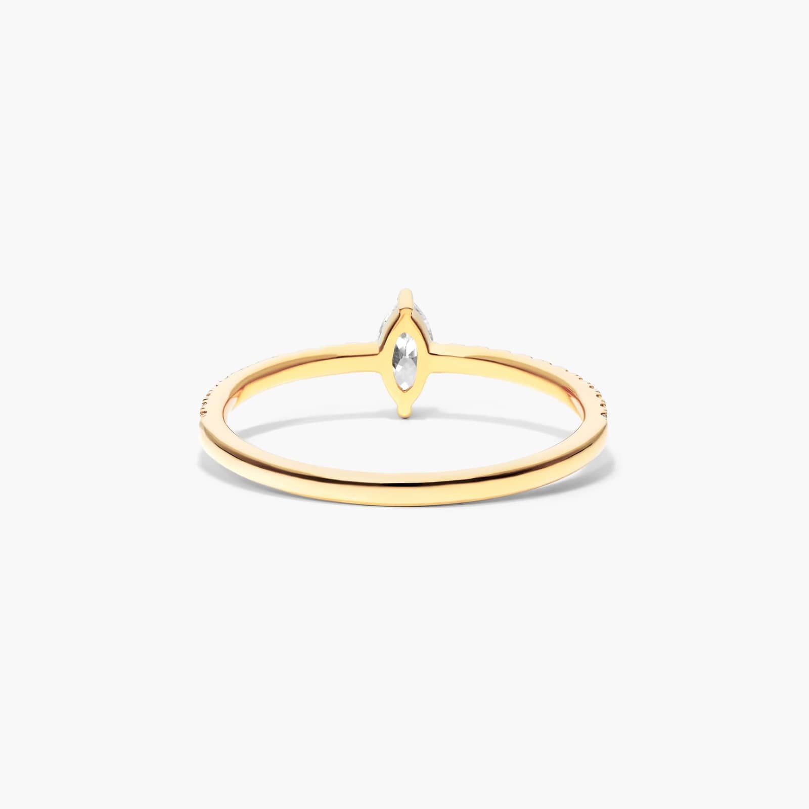 Petite Marquise Cut Diamond Pavé Ring In 14K Yellow Gold
