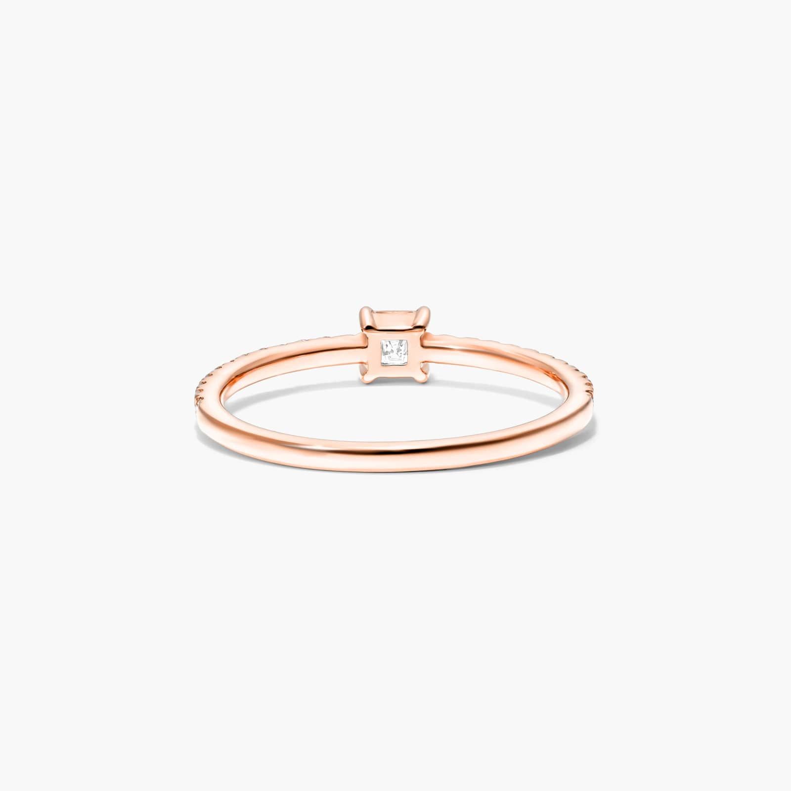Petite Princess Cut Diamond Pavé Ring In 14K Rose Gold