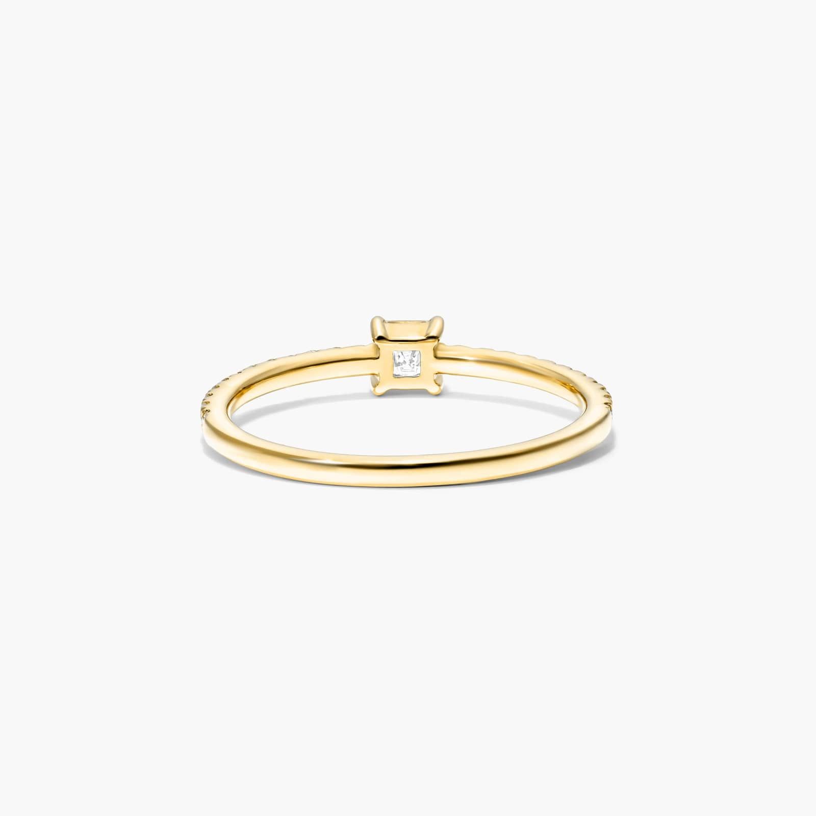 Petite Princess Cut Diamond Pavé Ring In 14K Yellow Gold
