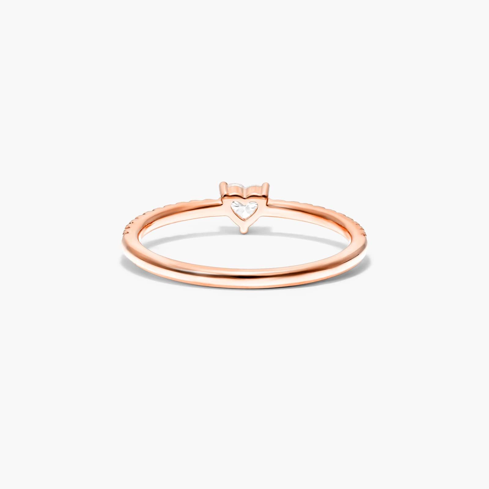 Petite Heart Shape Diamond Pavé Ring In 14K Rose Gold