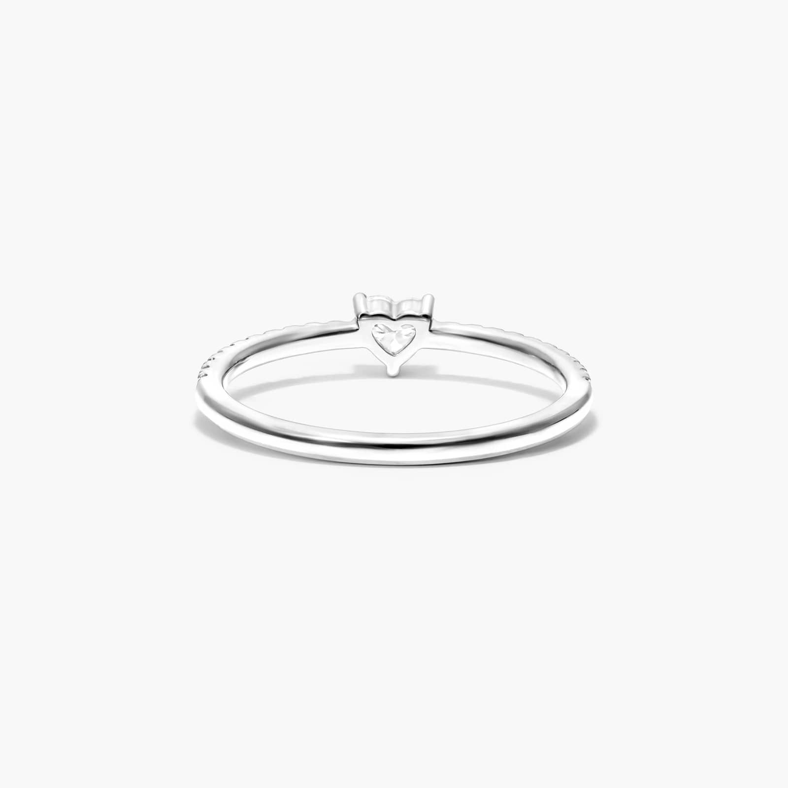 Petite Heart Shape Diamond Pavé Ring In 14K White Gold