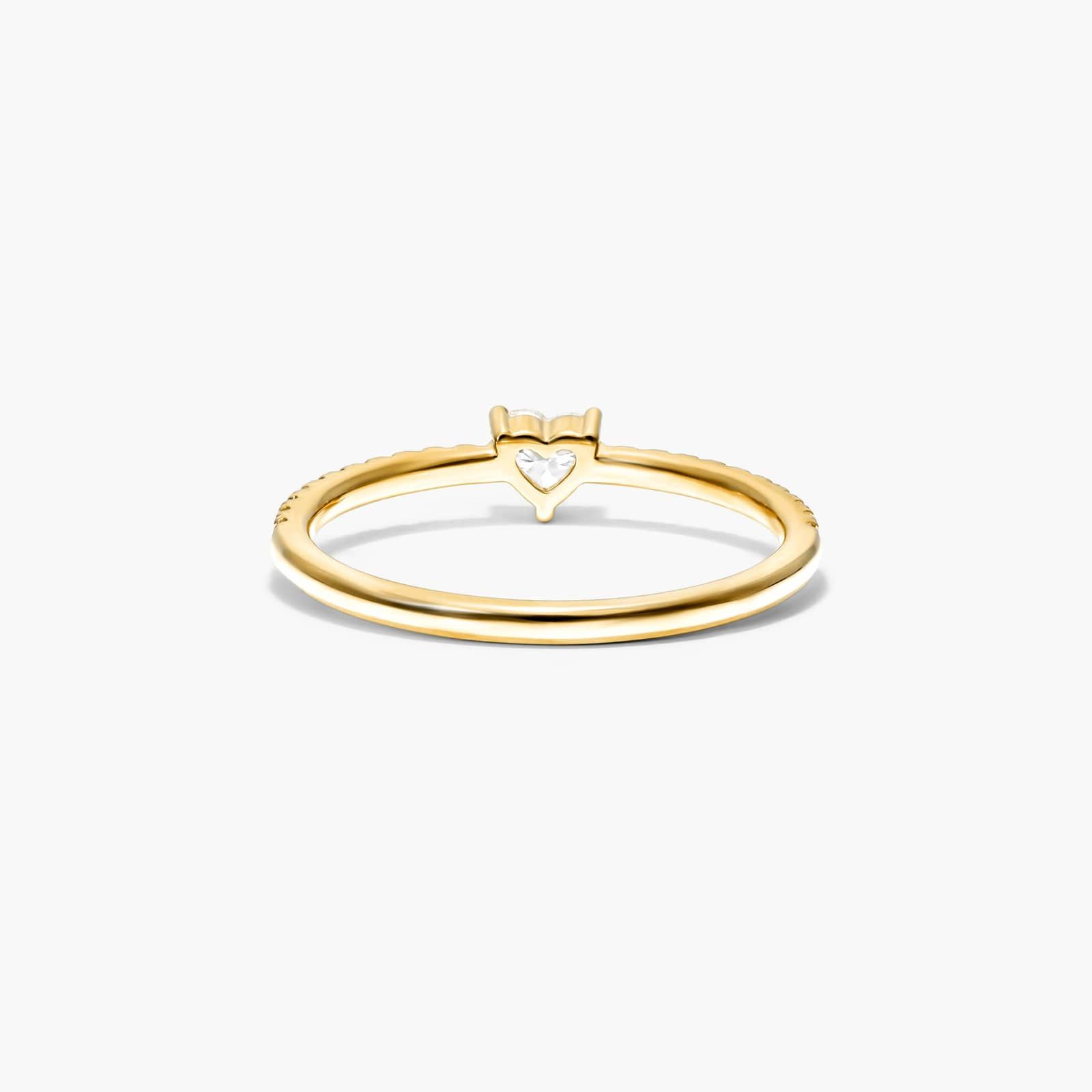 Petite Heart Shape Diamond Pavé Ring In 14K Yellow Gold